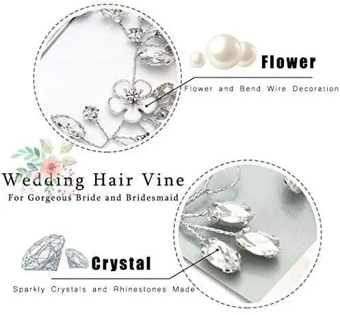 Vintage Silver Crystal Hair Headpiece - Elegant Bridal Hair Accessory for Weddings, Prom, and Special Occasions