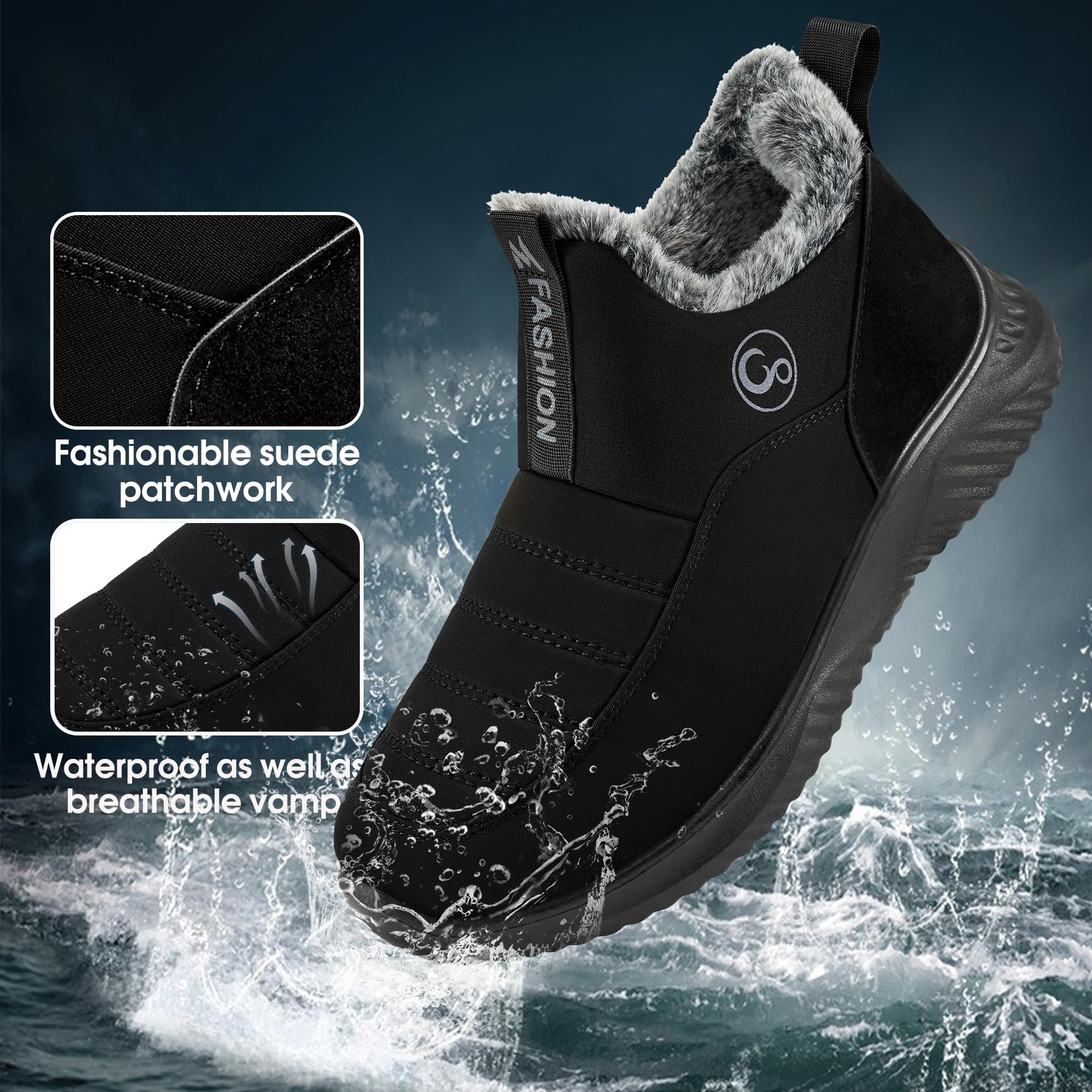 Alicegana Women's Winter Snow Boots - Waterproof Slip-On Ankle Booties with Warm Fur Lining & Non-Slip Sole for Cold Weather, Outdoor Activities & Casual Wear
