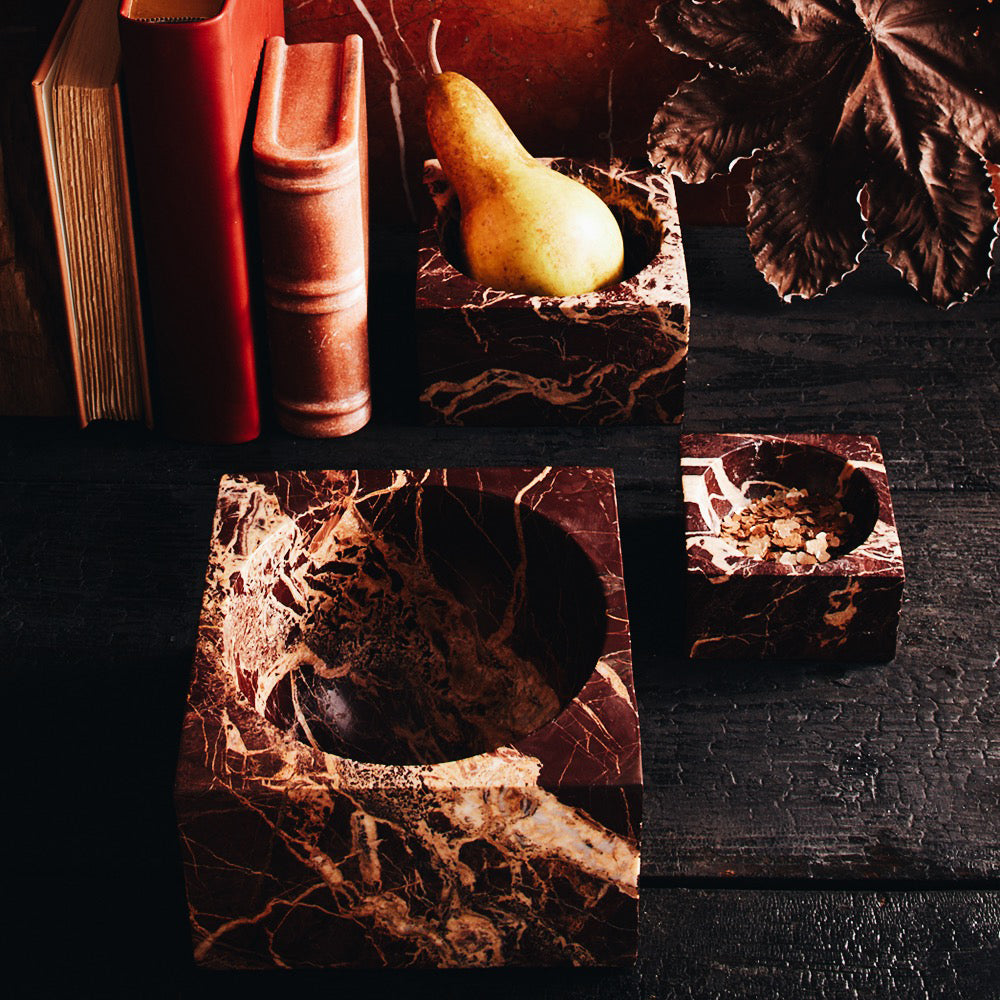 Elegant Red Marble Modern Bowl – Stylish Decorative Serving Bowl for Fruit, Salad, and Home Decor – Perfect for Dining, Entertaining, and Gift Giving