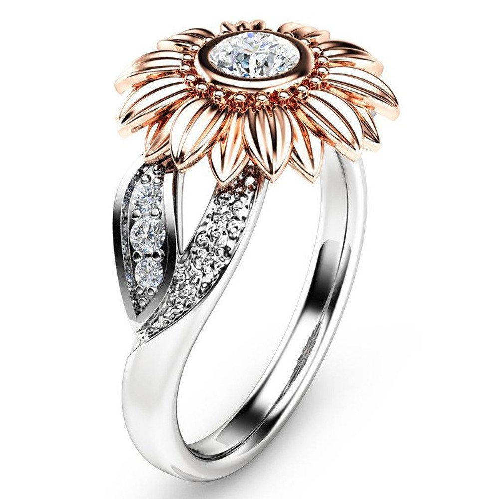 Elegant Diamond Sunflower Ring for Women - Exquisite Wedding, Engagement, Party Jewelry Gift - Perfect for Anniversaries, Proposals & Special Occasions