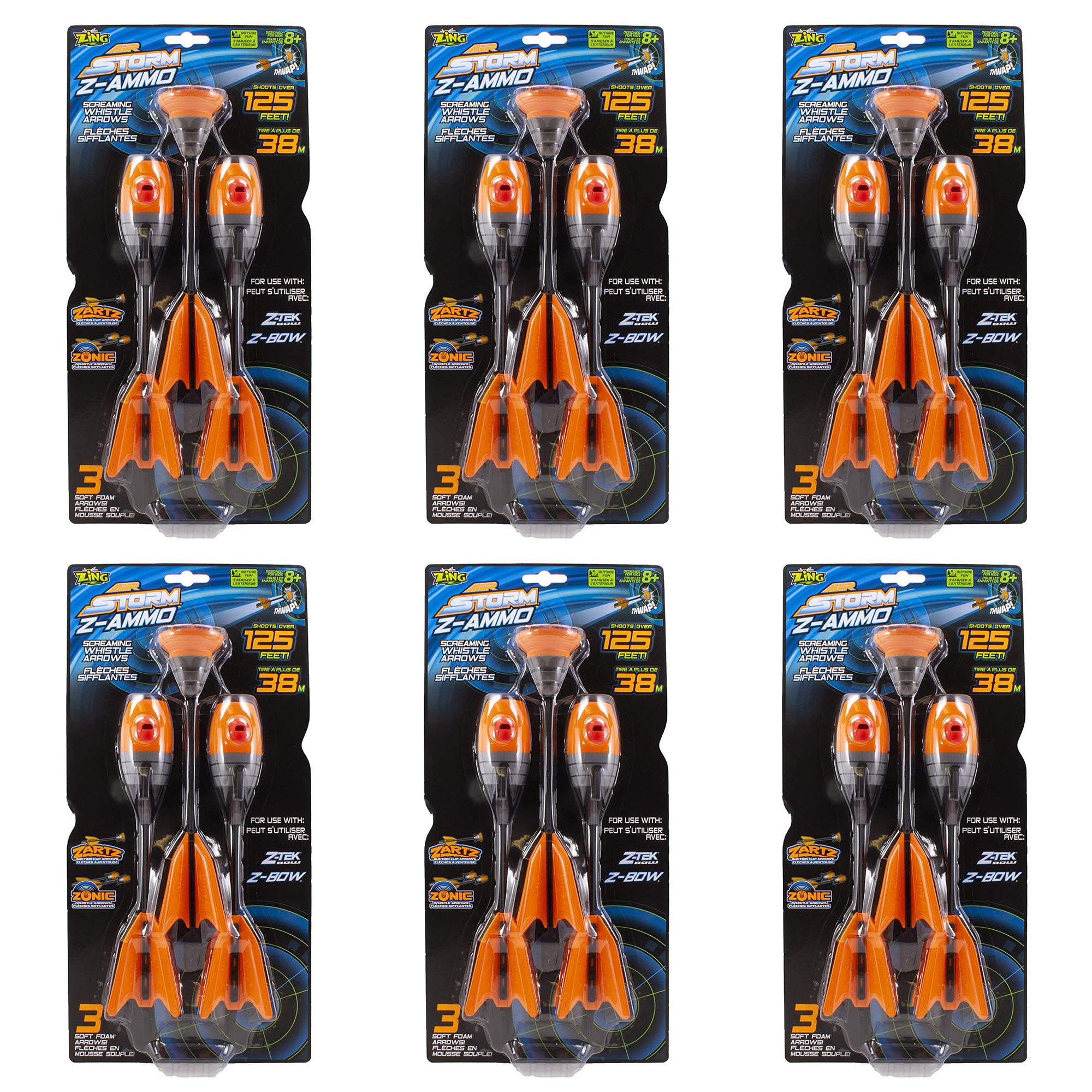 Zing Air Storm Z-Ammo Arrow Refills - 18 Pack (12 Bounce Back Arrows + 6 Suction Cup Arrows) - Compatible with Zing Toys Blasters - Perfect for Outdoor Play, Target Practice & Nerf Battles