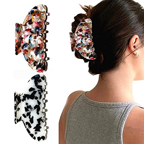 Boxoon 2PCS Leopard Print Hair Clips - Fashion French Hair Claws for Women, Non-Slip Bath & Shower Hair Accessories, Korean Style Hair Clips for Party, Wedding, Daily Use