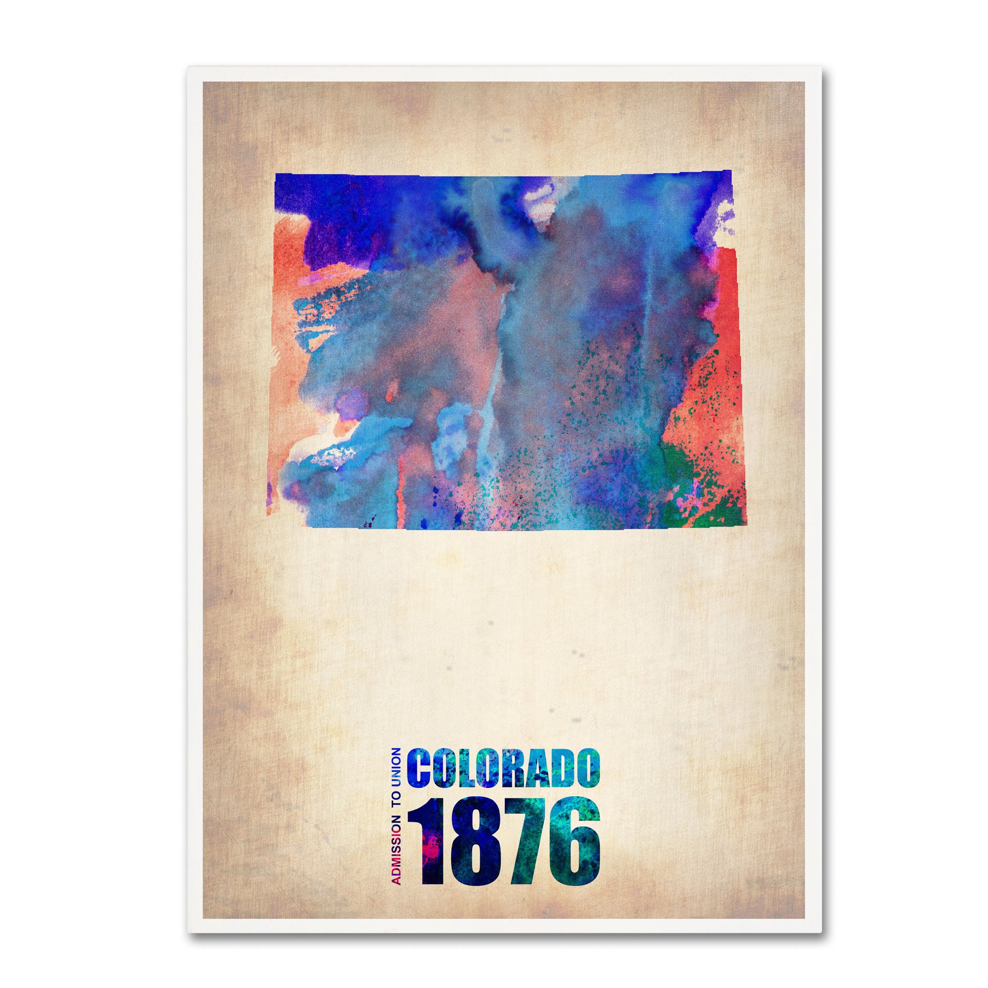 Trademark Fine Art Colorado Watercolor Map Canvas Wall Art - 14x19 Inch Hand-Painted State Map Print - Perfect for Home, Office & Classroom Decor