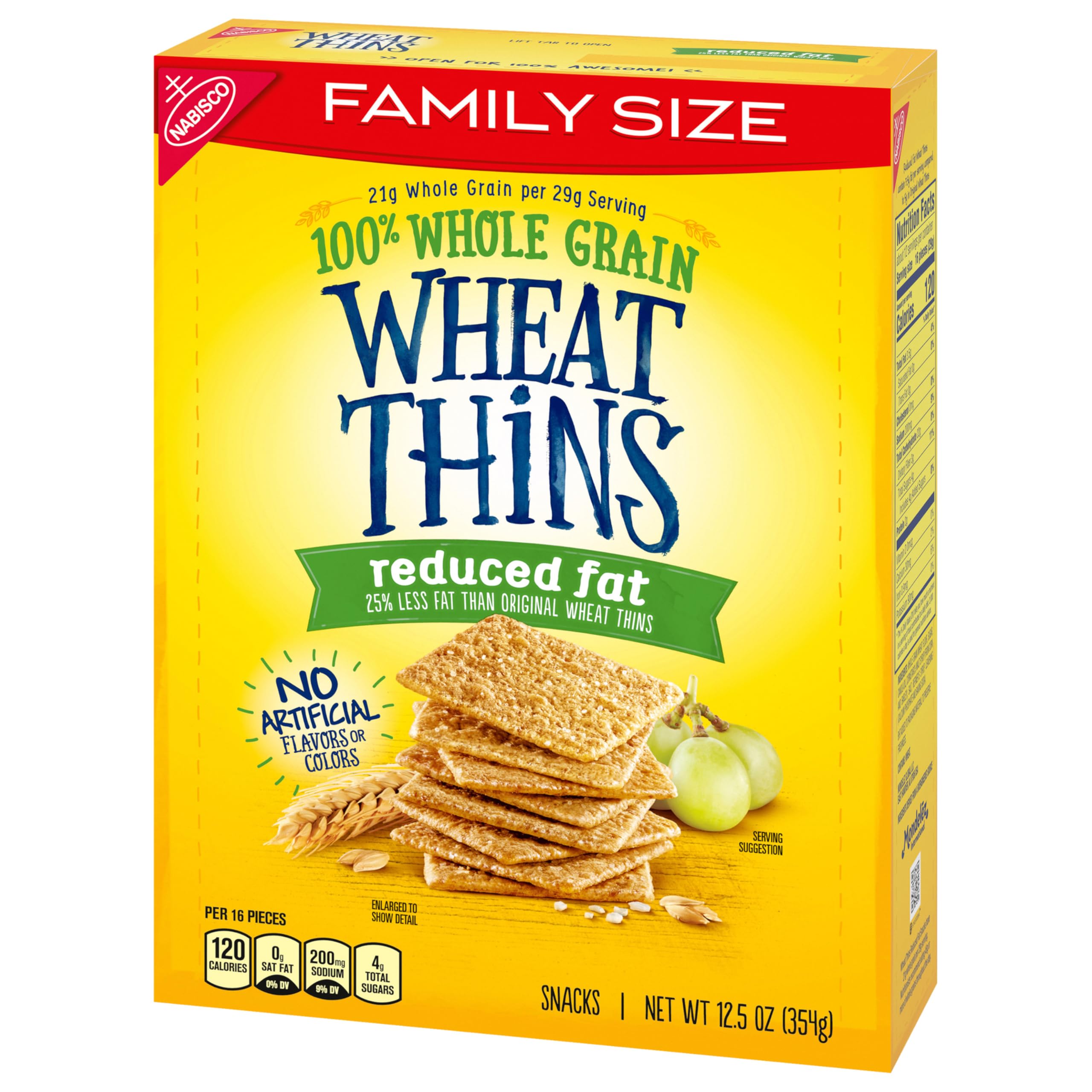 Wheat Thins Reduced Fat Whole Grain Wheat Crackers - Healthy Snacks for Adults & Kids - Family Size Bulk Pack (6-12.5 oz Boxes) - Perfect for School Lunches, Office Snacks & Party Platters