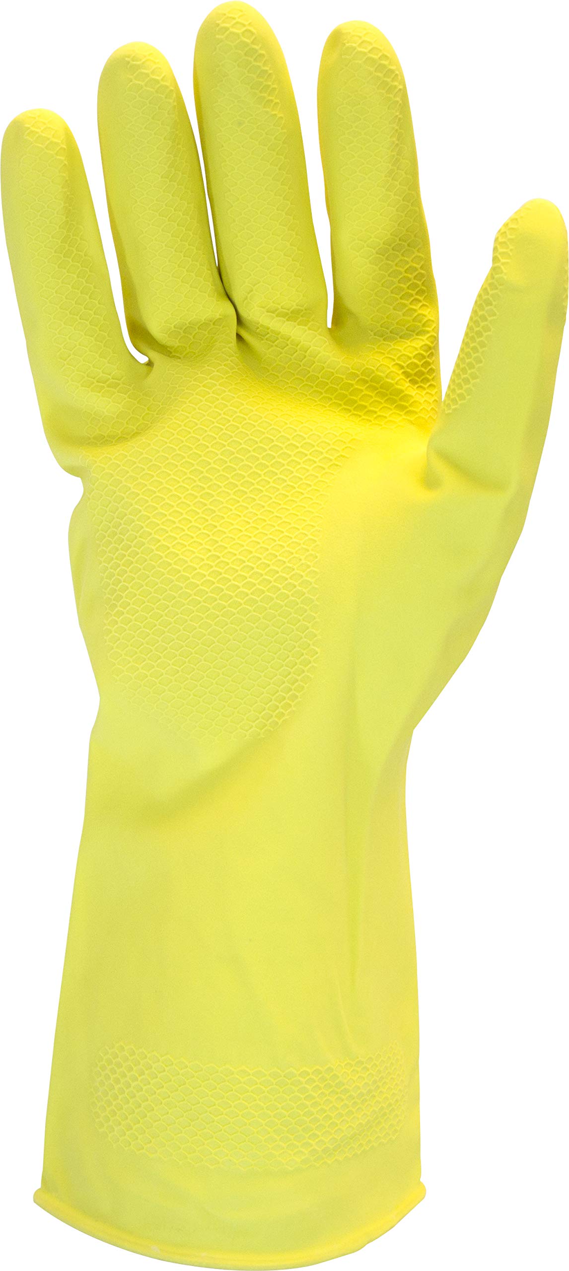 **GRFY-XL-1C 18 Mil Latex Rubber Gloves - Flock Lined, X-Large, Yellow, 12 Pairs Individually Bagged (Pack of 120) - Heavy Duty, Chemical & Waterproof - Ideal for Cleaning, Dishwashing, Gardening & Industrial Use**