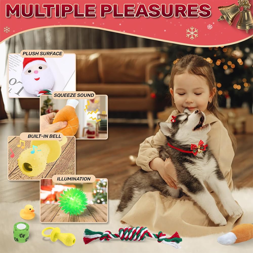 2024 Christmas Advent Calendar for Dogs - 24 Days of Holiday Dog Toys with Chew Ropes | Fun Countdown to Christmas for Pets | Perfect Gift for Dog Lovers & Holiday Pet Chewing Needs