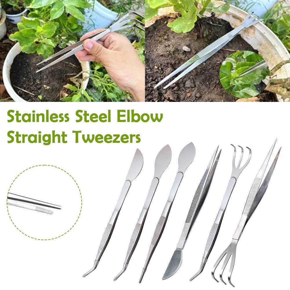 Bonsai Tweezers 2-in-1 Root Rake & Scraper - Mini Gardening Tools for Aquascaping & Plant Care