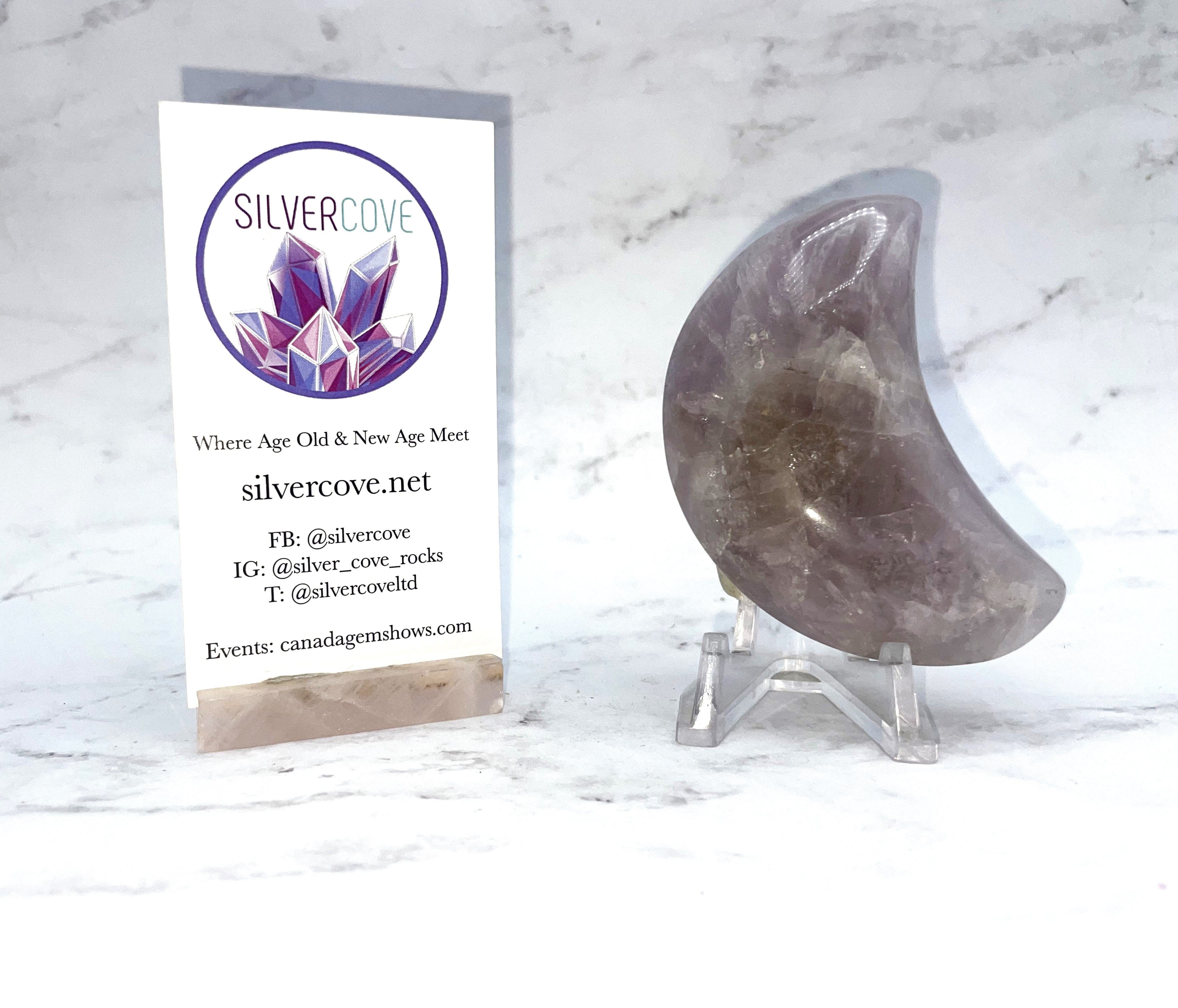 Natural Ametrine Moon Carving - Healing Crystal for Meditation, Yoga & Spiritual Decor | Perfect for Home, Office & Gift Giving