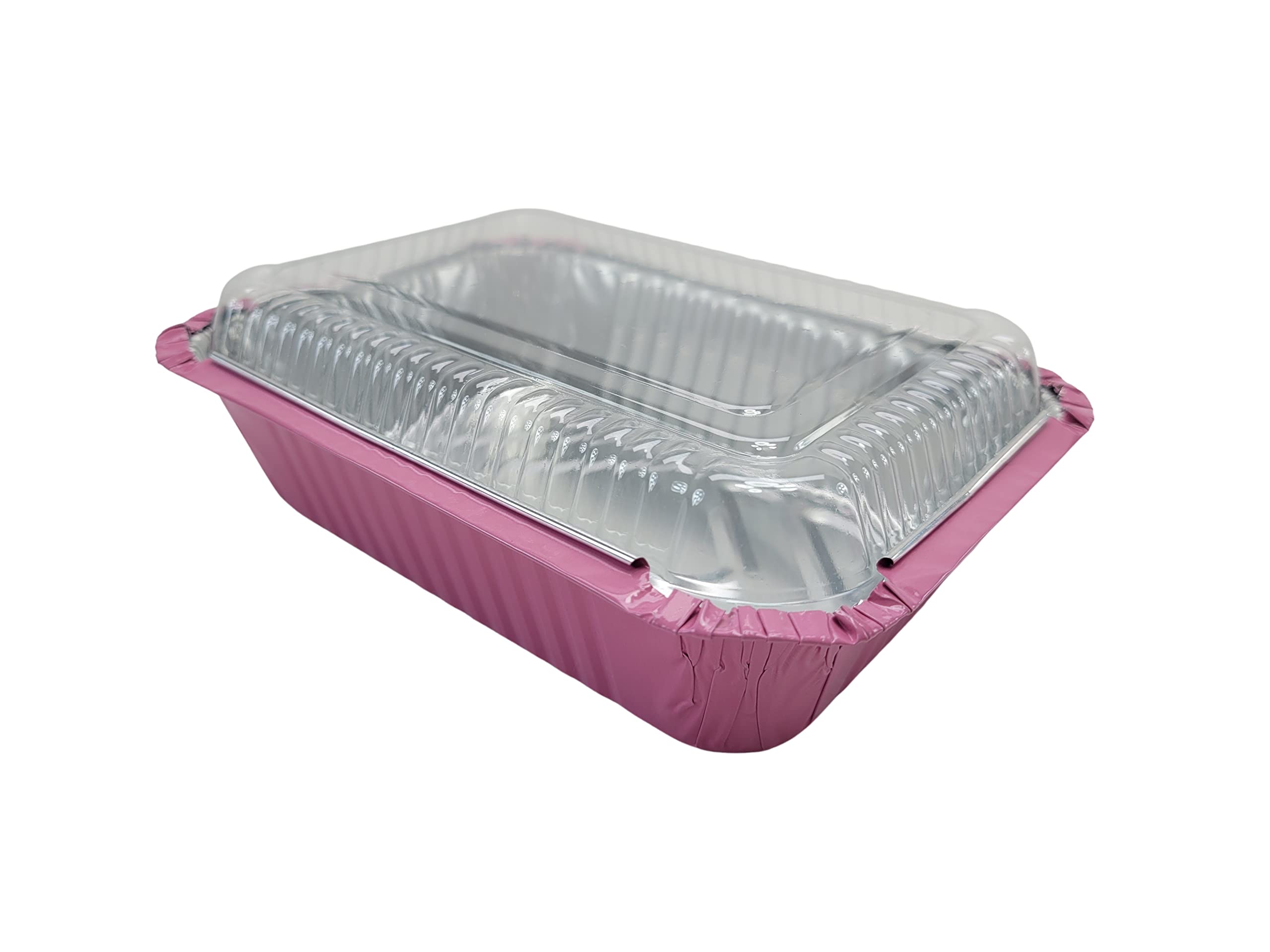 KitchenDance 1.5 lb Colored Foil Takeout Containers with Lids - Heavy Duty Aluminum Food Containers for Cooking, Baking, Freezing & Meal Prep - Disposable Casserole Pans for Restaurants, Catering & Home Use - 1000 Pack (Pink)