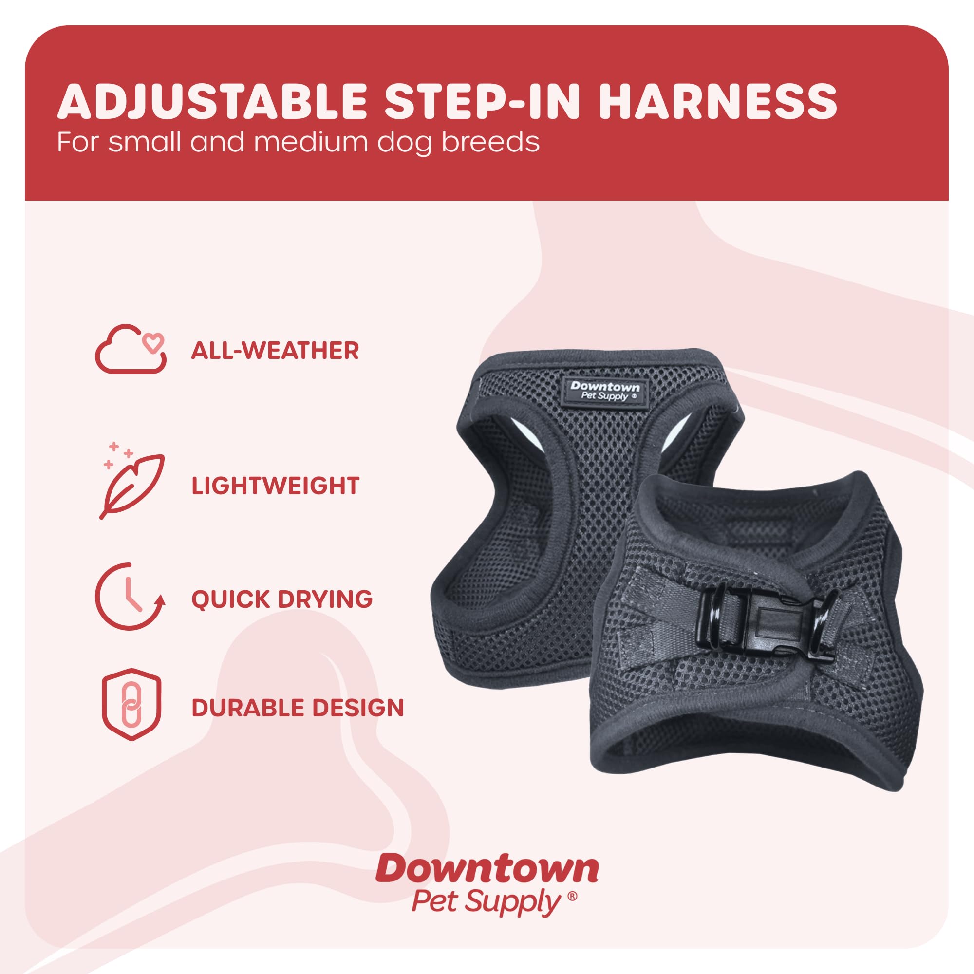 Step-in Dog Harness for Small Dogs & Cats - No Pull Adjustable Pet Harness with Padded Mesh & Reflective Trim - XX-Small Charcoal Buckle Strap Harness - Perfect for Teacup Breeds, Puppies & Indoor Cats - Ideal for Walks, Training & Outdoor Adventures