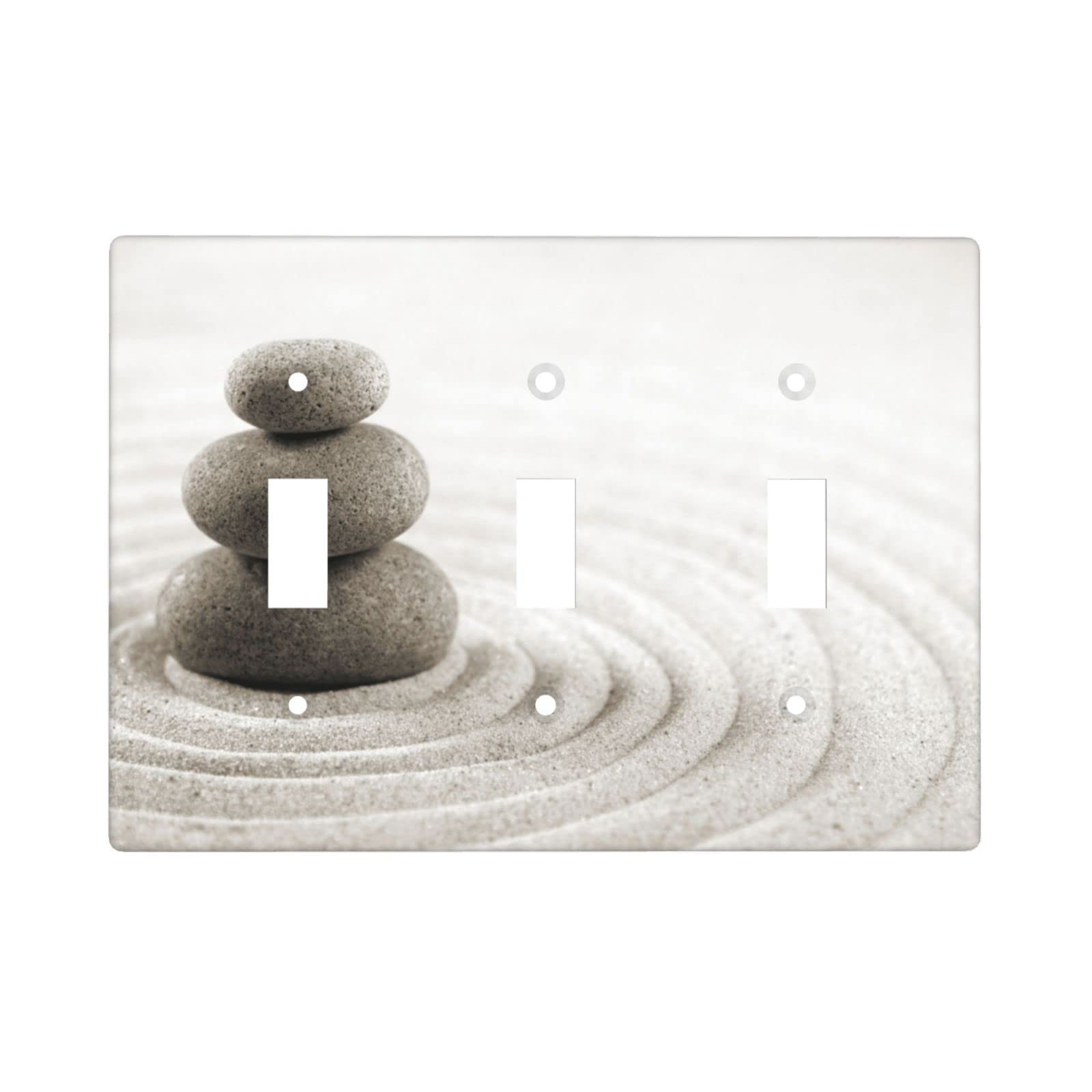 Zen Stone Triple Light Switch Cover - Decorative 3 Gang Toggle Switch Plate (4.5