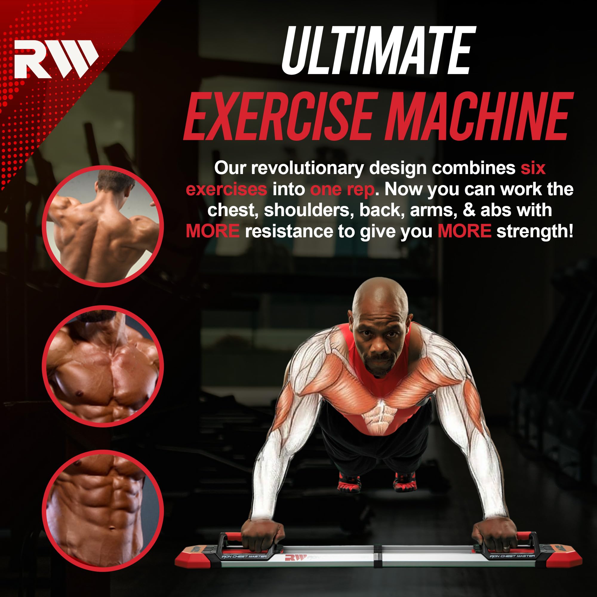 IRON CHEST MASTER Push Up Machine - Adjustable Home Gym Equipment for Chest & Upper Body Workouts with Resistance Bands & Fitness Program | Perfect for Home Fitness, Strength Training & Muscle Building