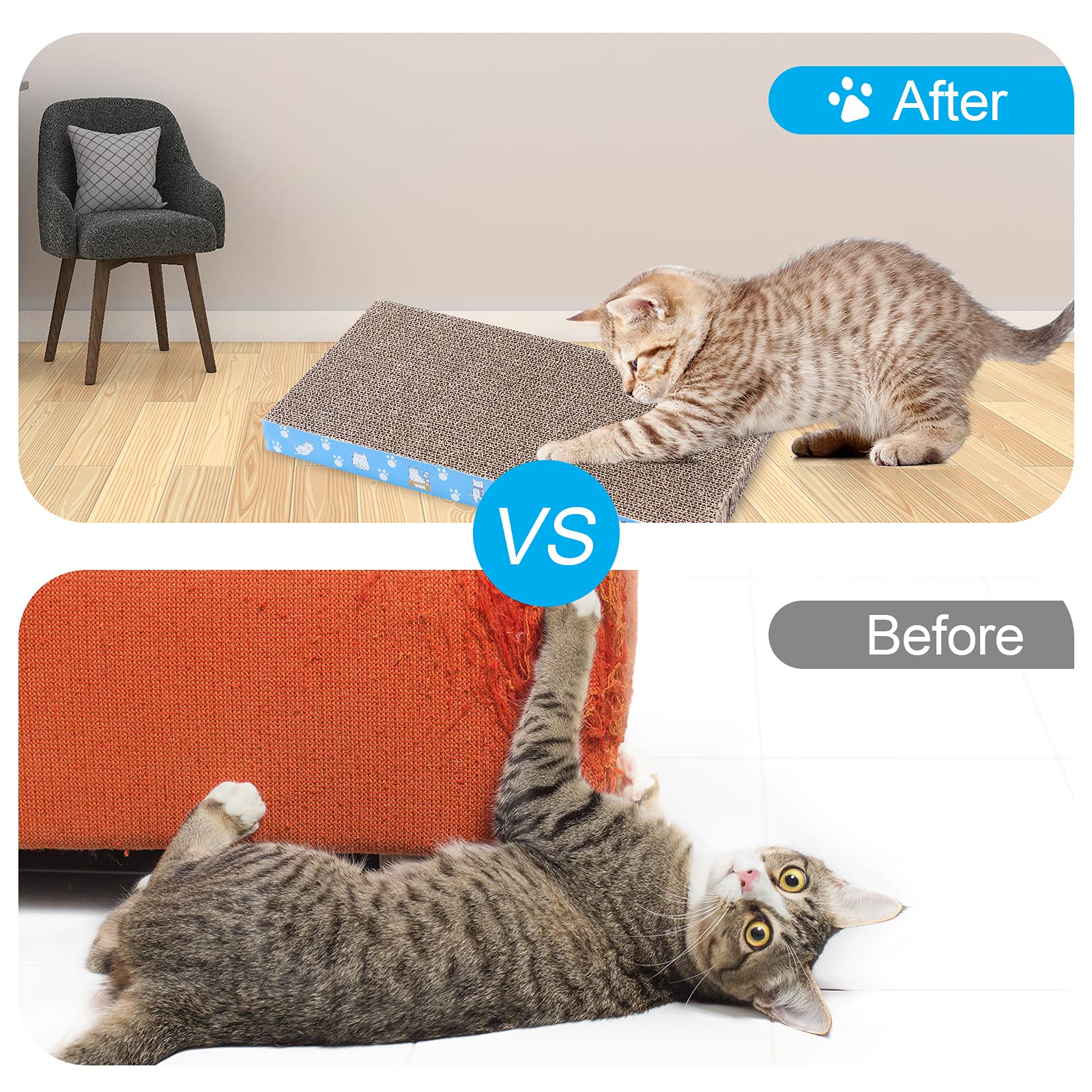 5-Pack Reversible Cat Scratch Pad - Durable Recyclable Cardboard Scratcher for Kittens & Adult Cats | Premium Cat Scratcher for Resting, Claw Grinding & Playtime | Perfect for Home, Office & Pet-Friendly Spaces