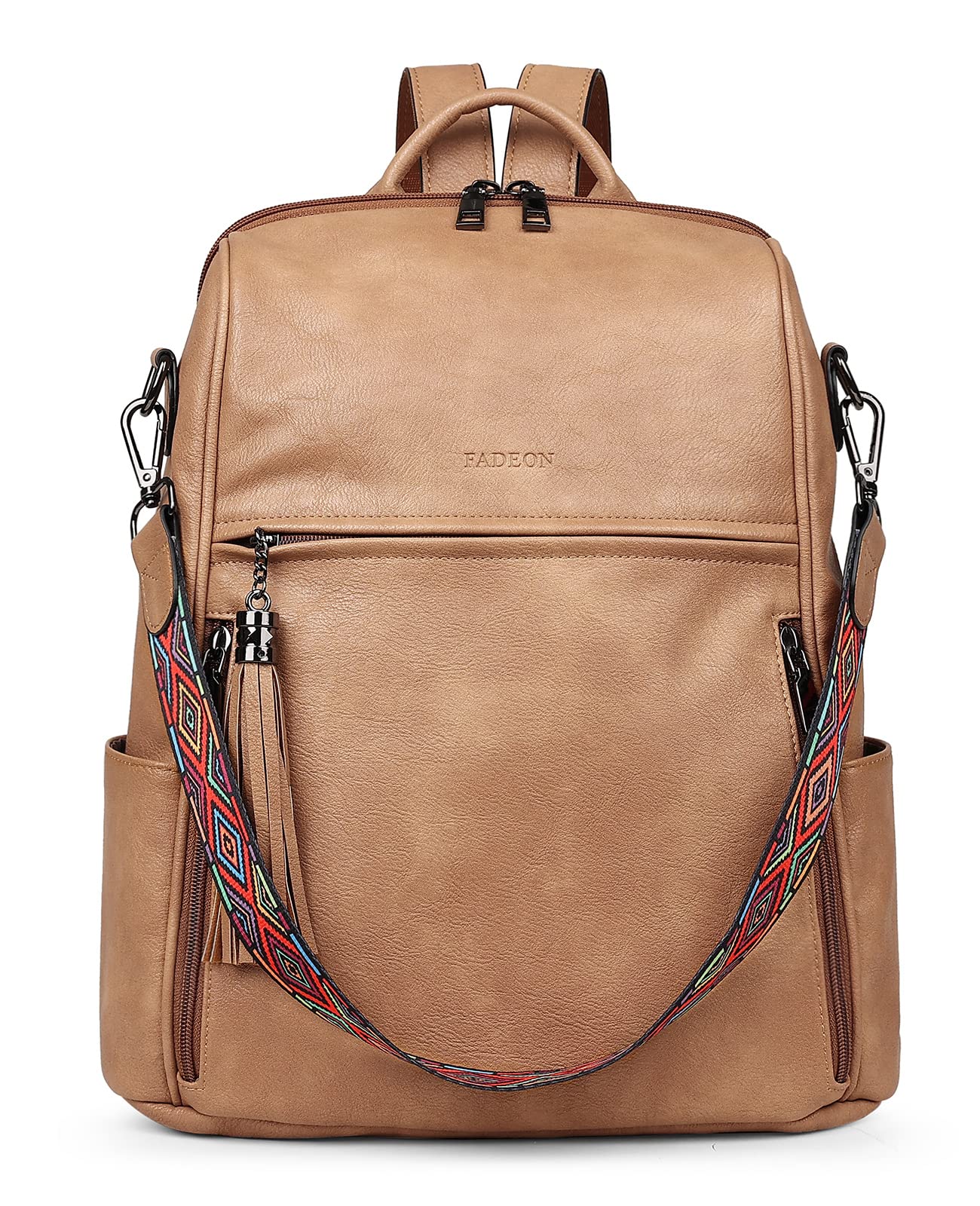 FADEON Genuine Leather Backpack Purse for Women - Stylish Designer Shoulder Bag, Convertible Travel Backpack & Book Bag (Perfect for Work, School & Travel)