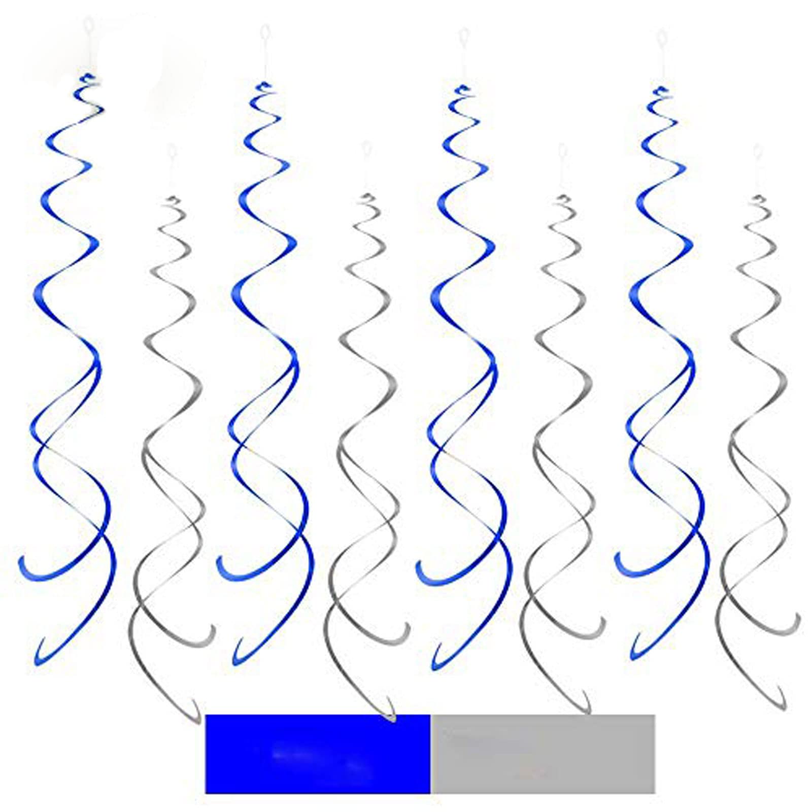Aimto Blue and Silver Party Swirl Decorations - 20 Pack Foil Ceiling Hanging Swirls for Birthday, Wedding & Holiday Party Decorations - Perfect for Indoor and Outdoor Celebrations