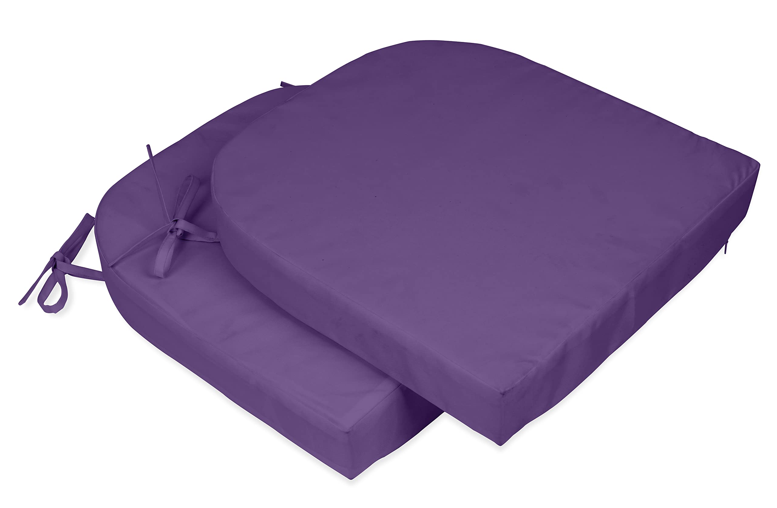 Premium Indoor/Outdoor Chair Cushions 16x18 Inch - Round Back Patio Seat Cushions with Ties for Garden Furniture, Set of 2 (Lavender) - Perfect for Porch, Deck, Balcony & Backyard Relaxation