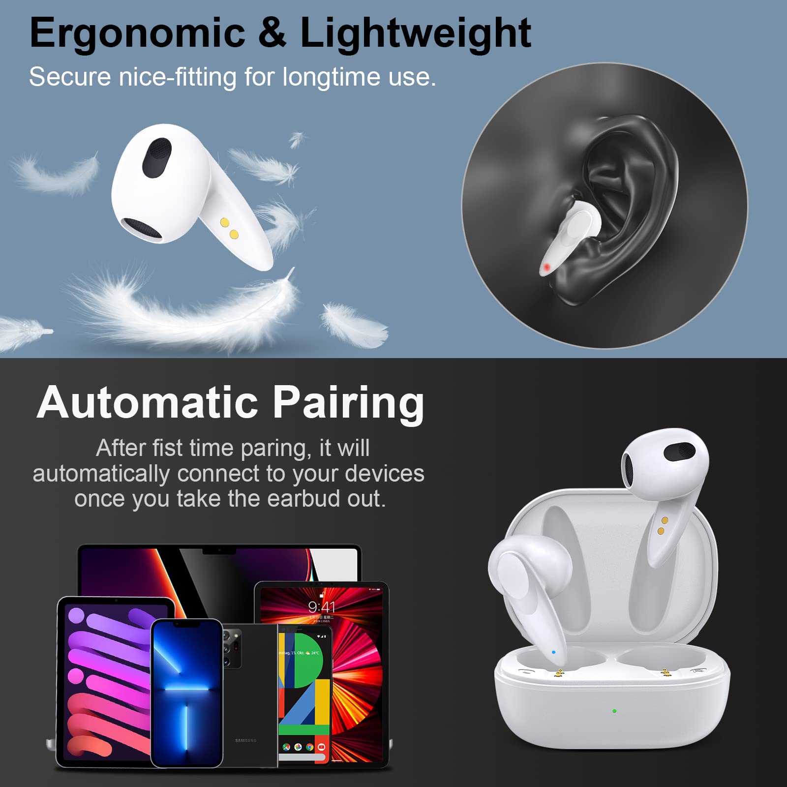 Premium Wireless Earbuds Bluetooth 5.3 with Noise Cancellation, Deep Bass in-Ear Headphones - Compatible with iPhone 15/14/13/Pro Max, Samsung Galaxy S25/S24/A53/A54, Google Pixel 6/7/8/9 - Perfect for Gym, Commuting & Travel
