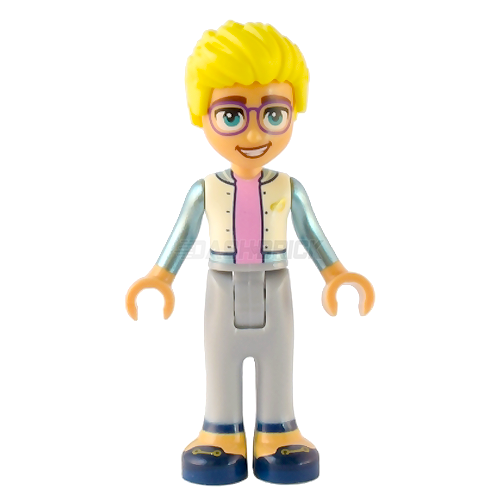 LEGO Minifigure Friends Olly - White Jacket with Metallic Light Blue Sleeves, Gray Pants & Dark Blue Shoes | Official FRIENDS Collection | Perfect for Display, Play & Collecting