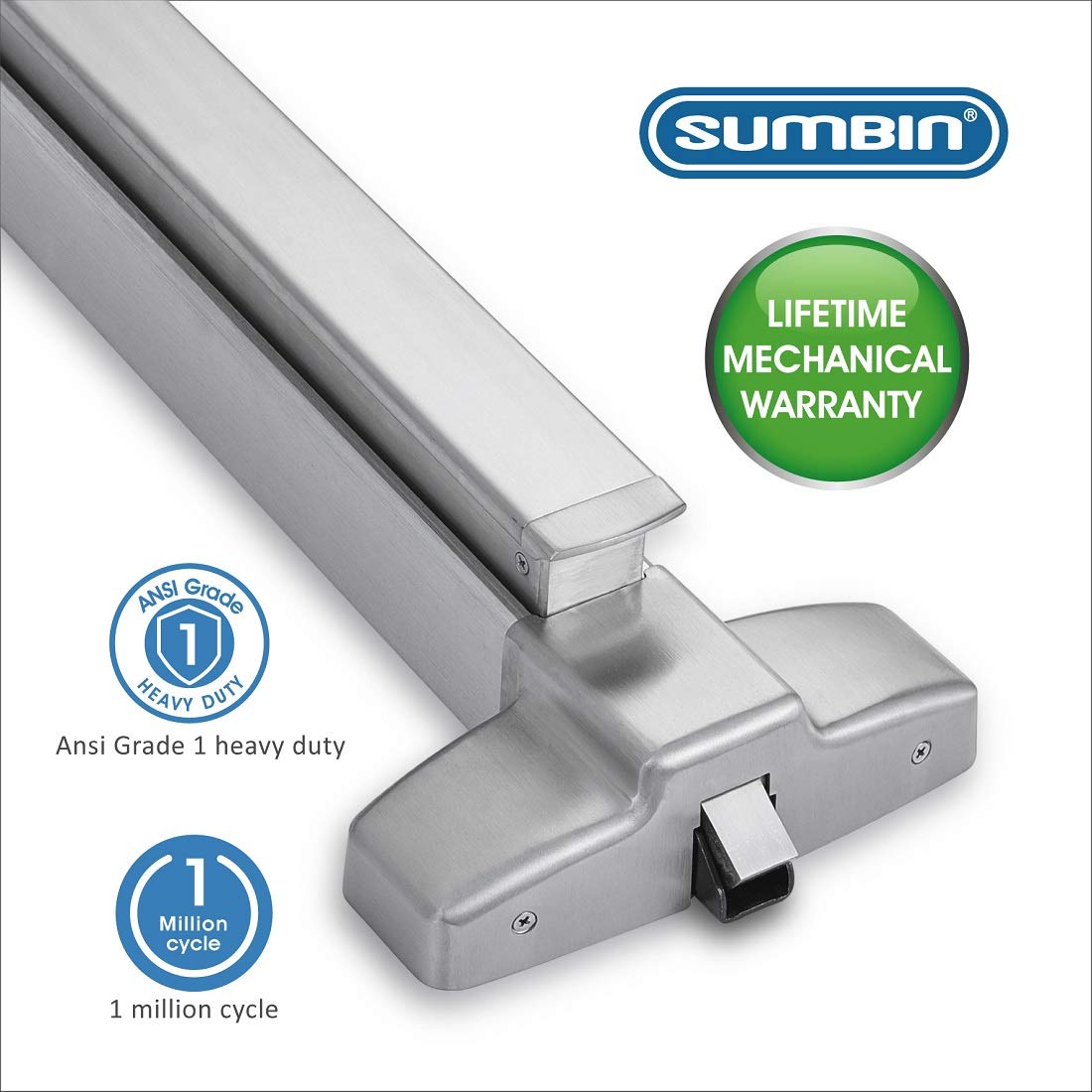 ANSI Grade 1 Stainless Steel Commercial Push Panic Bar & Emergency Exit Device - Ideal for Office Buildings, Schools, and Public Safety Applications