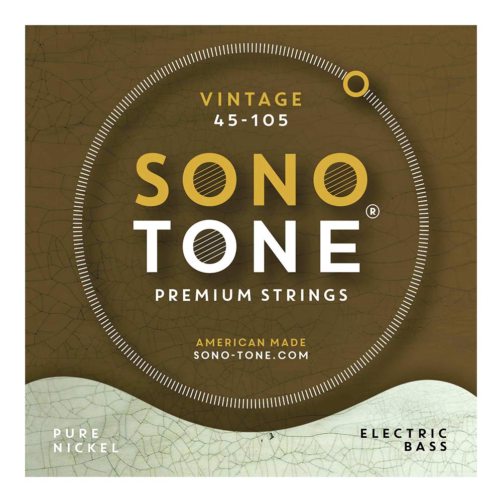 SonoTone Vintage Bass Guitar Strings 45-105 - Pure Nickel Wrap, Hand-Wound Hex Core for Warm Authentic Tone - USA Made - Perfect for Blues, Jazz & Classic Rock Performances