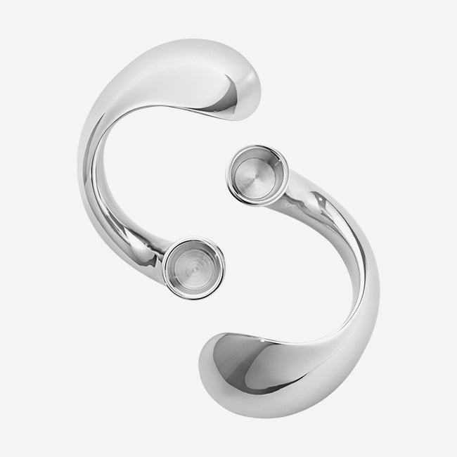 Georg Jensen Bloom 2-Piece Candle Holder Set - Polished Stainless Steel Home Decor for Dining Table, Wedding Centerpiece & Modern Interior Design