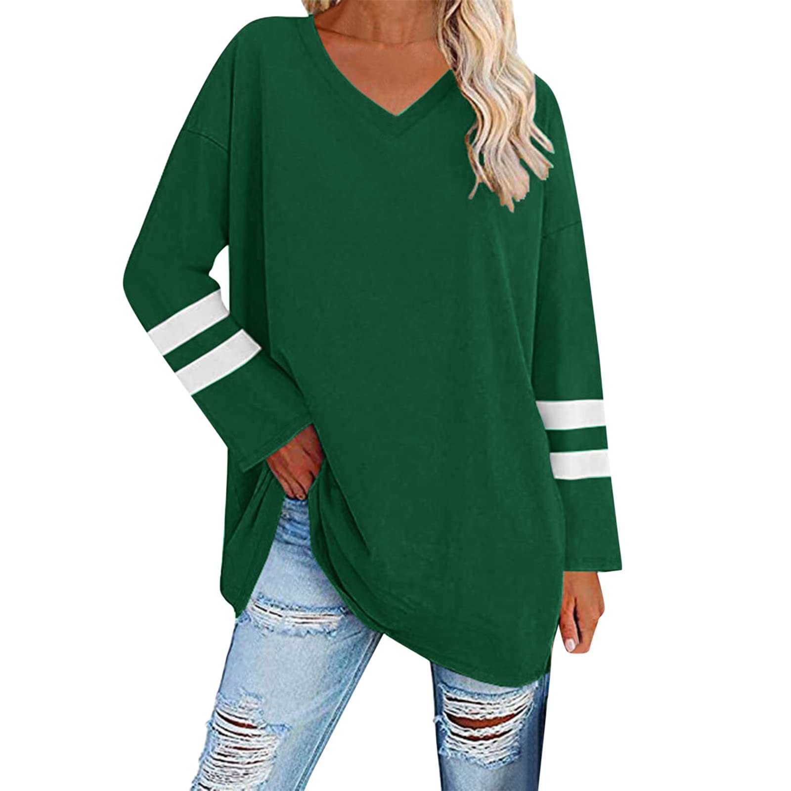 Aniywn Women's Thermal Long Sleeve T-Shirt - Oversized Striped Top with Soft Gentle Fabric for Winter, Layering & Casual Wear | Perfect for Cold Weather, Workout & Everyday Outfits