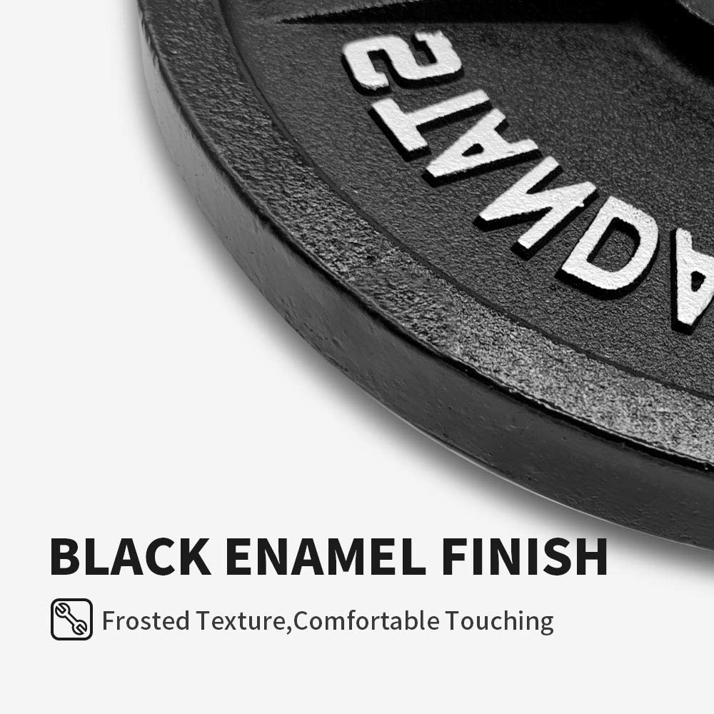 Olympic Barbell Weight Plates 2 Inch Hole - Solid Cast Iron Gym Plates 25LB, 35LB, 45LB Pair - Strength Training & Weightlifting Equipment for Bodybuilding, Powerlifting, CrossFit - Perfect for Home Gym & Commercial Fitness Centers