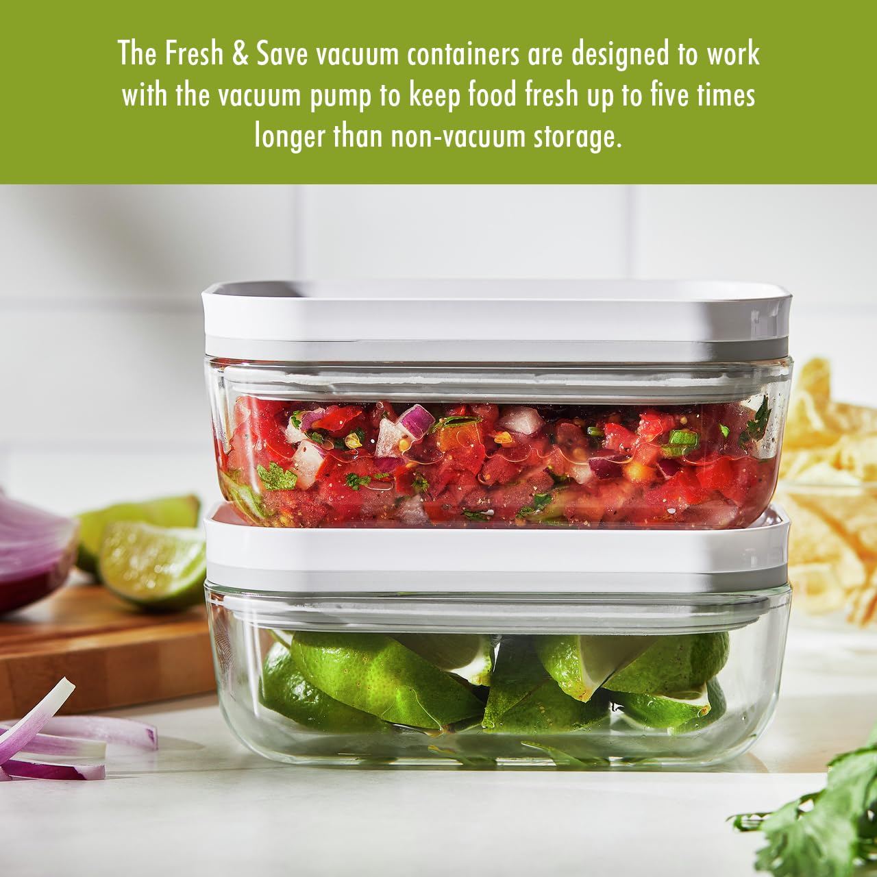 ZWILLING Fresh & Save Glass Airtight Food Storage Containers - Small Meal Prep Containers for Fresh Food Preservation | Perfect for Kitchen Organization & Leftovers Storage