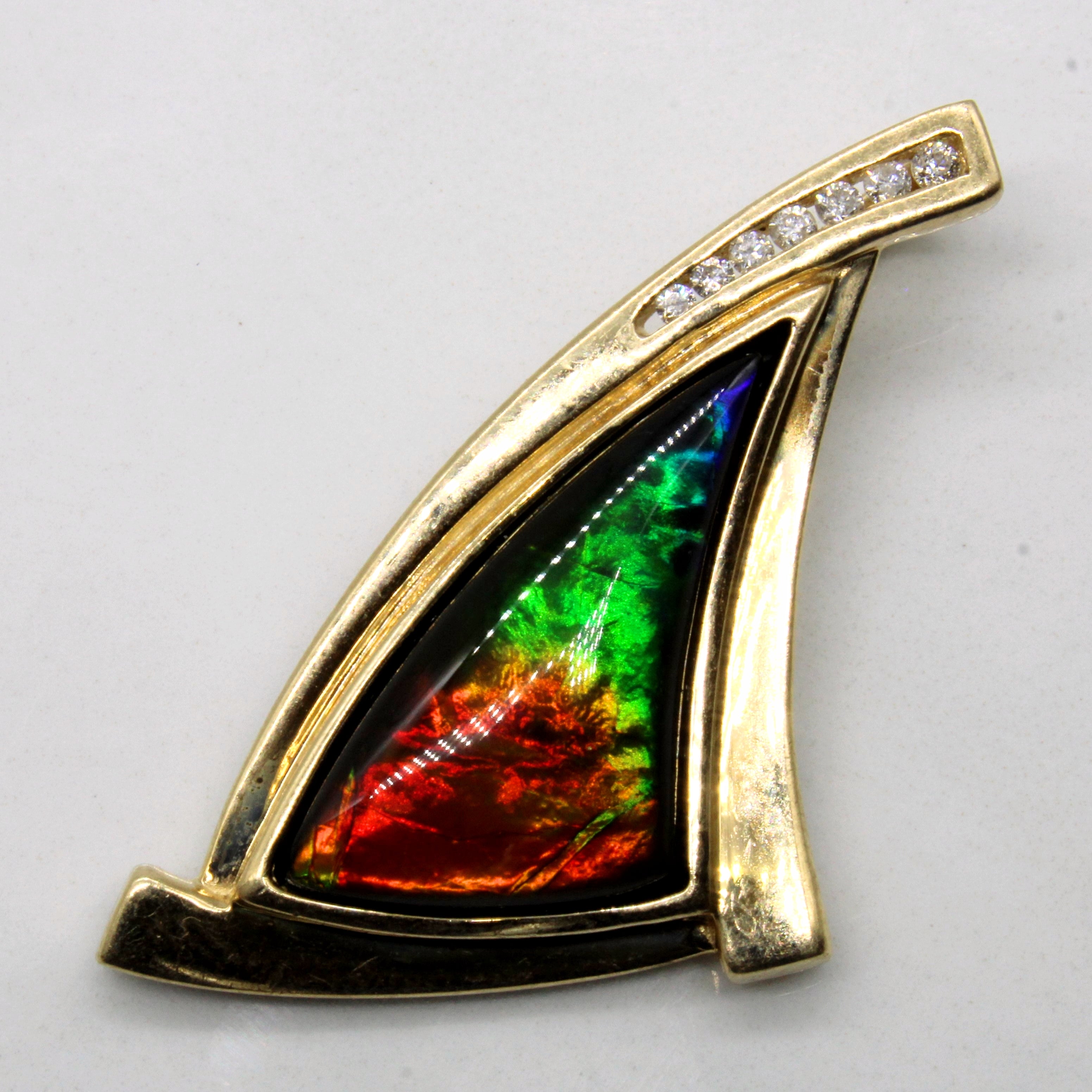 Exquisite 6.00ct Ammolite & 0.07ct Diamond Abstract Pendant Necklace - Natural Gemstone Jewelry for Women, Perfect Gift for Anniversary, Birthday & Special Occasions
