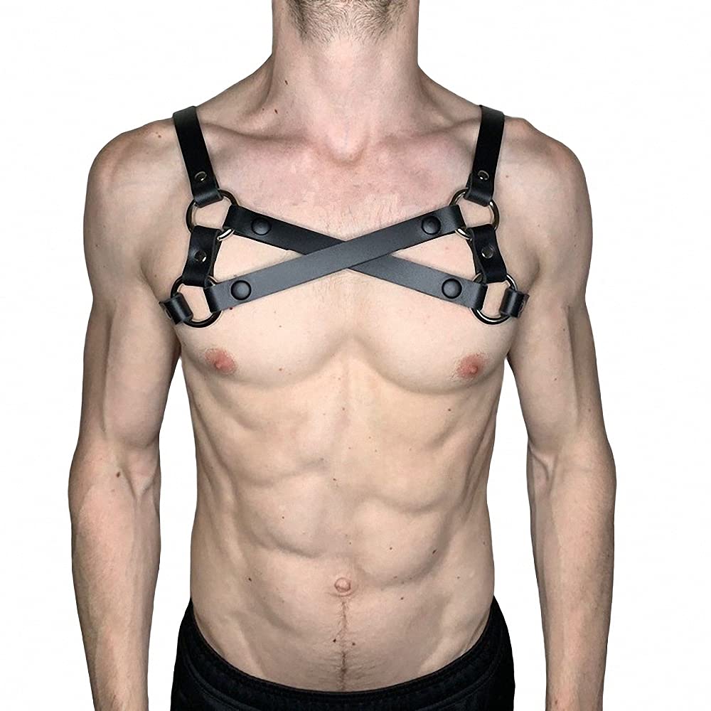 Men's Leather Bondage Harness - Adjustable BDSM Restraint for Men - Perfect for Fetish, Role Play & BDSM Scenes