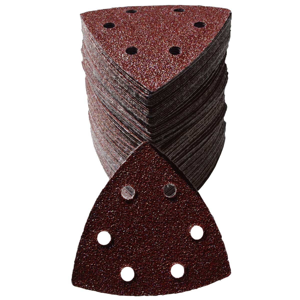 XXGO 3.5 Inch 90mm Triangular Sandpaper Assortment - 60/80/100/120/240 Grits Hook & Loop Multi-Tool Sanding Pads (Pack of 100) - Compatible with 3.5