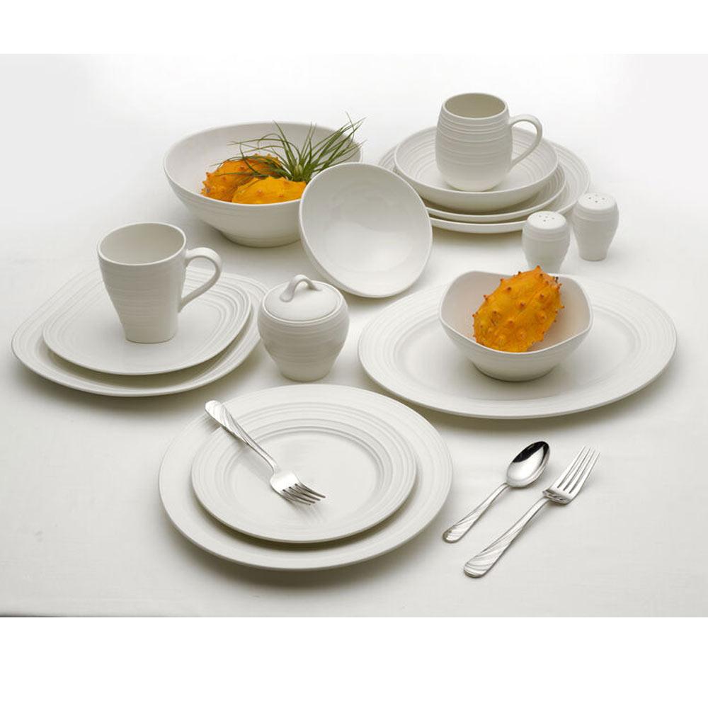 Swirl White 4-Piece Dinner Plate Set - Elegant Porcelain Plates for Formal Dining, Casual Meals & Entertaining | Dishwasher & Microwave Safe