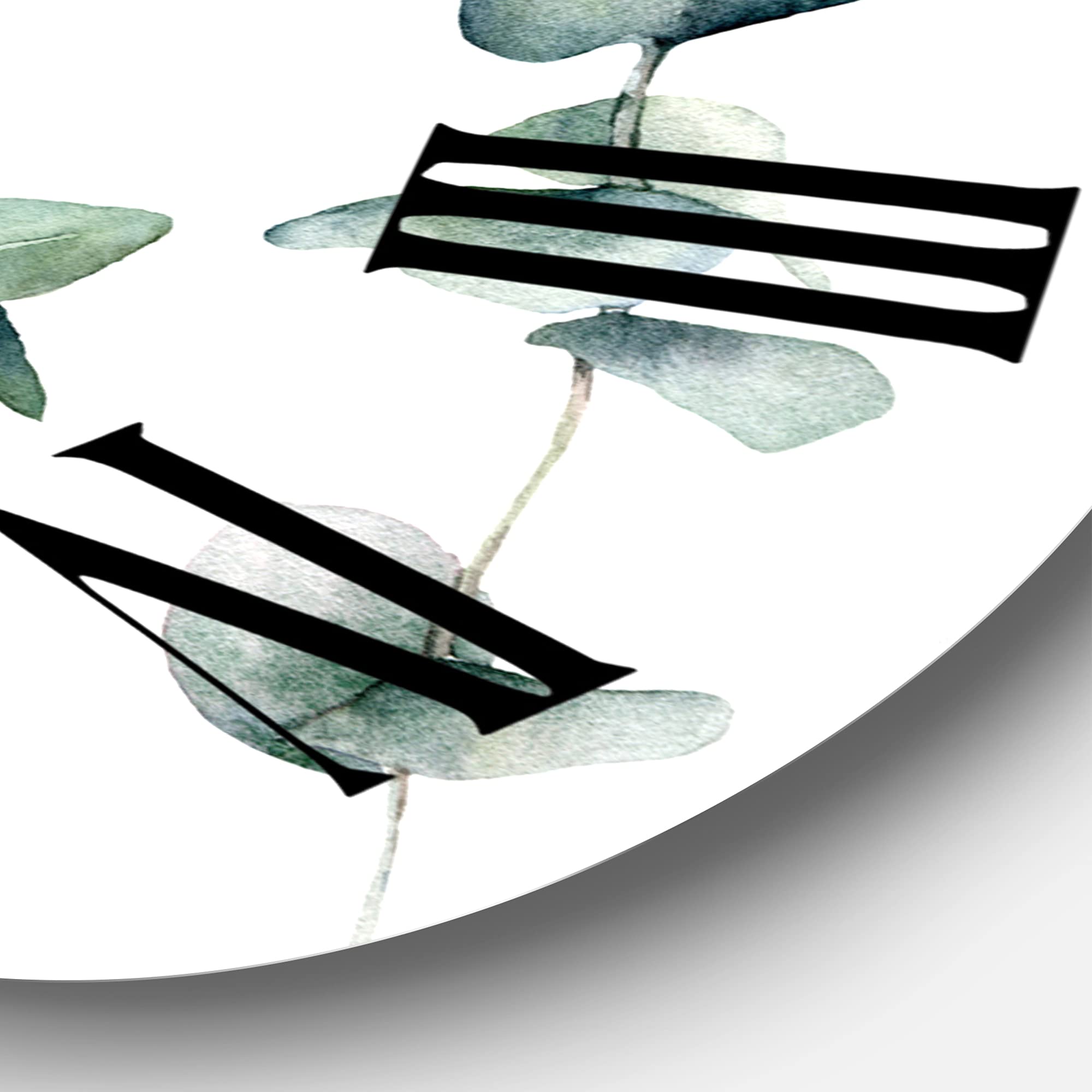 Green Eucalyptus Branches Wall Clock - Large Traditional Floral Botanical Wall Decor for Living Room, Bedroom & Office | Perfect for Home Decor and Gift Giving