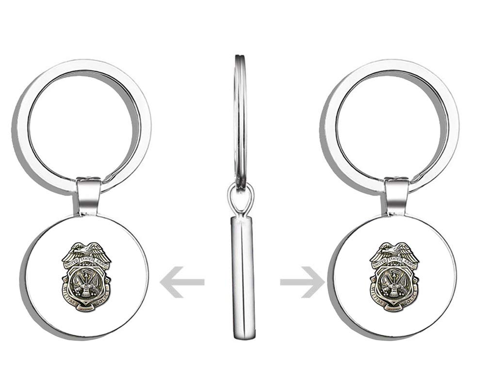 Military Police Silver Badge Keychain - Double Sided Stainless Steel Key Ring with Carabiner Clip - Perfect for Army MP Enthusiasts, Key Organization & Car Key Finder Accessory