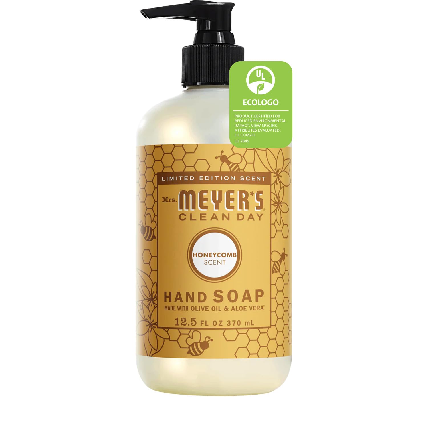 Mrs. Meyer's Clean Day Liquid Hand Soap - Cruelty Free, Biodegradable Hand Wash with Essential Oils, Honeycomb Scent (12.5 oz) - Gentle for Daily Use at Home, Kitchen, Bathroom & Office