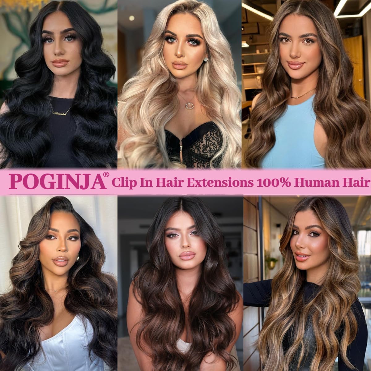 20 Inch 100% Brazilian Remy Human Hair Clip-in Extensions (8pcs Double Weft, 105g/3.7oz) - Natural Black #1B for Women | Perfect for Volume, Length & Styling for Parties, Weddings & Daily Wear