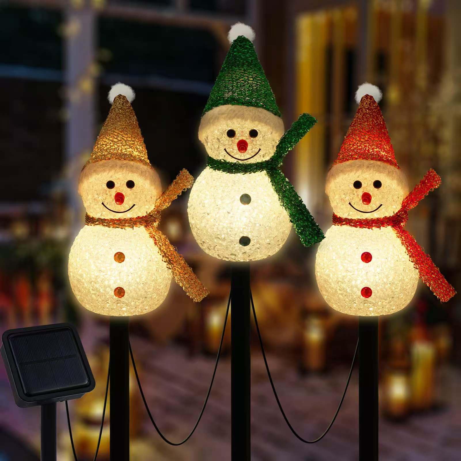 LIGHTSHINE 3PCS Snowman Solar Christmas Lights - Waterproof Outdoor Pathway Stake Decorations for Garden, Yard, Porch | Perfect for Holiday Lawn Decor & Winter Party Lighting