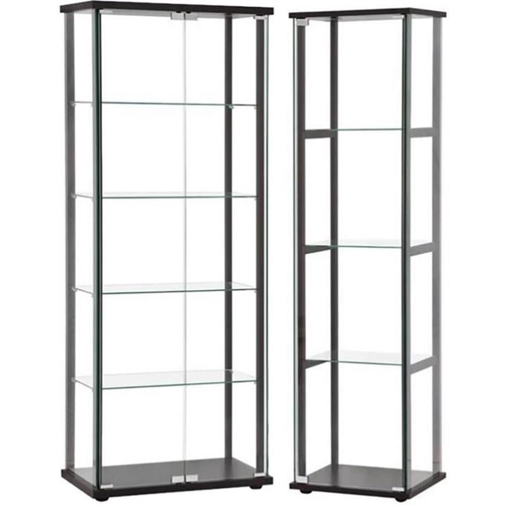 Home Square 2-Piece Glass Curio Cabinet Set - 4 Shelf & 5 Shelf Display Case in Black | Perfect for Living Room Decor, Collectibles Showcase, and Antique Display