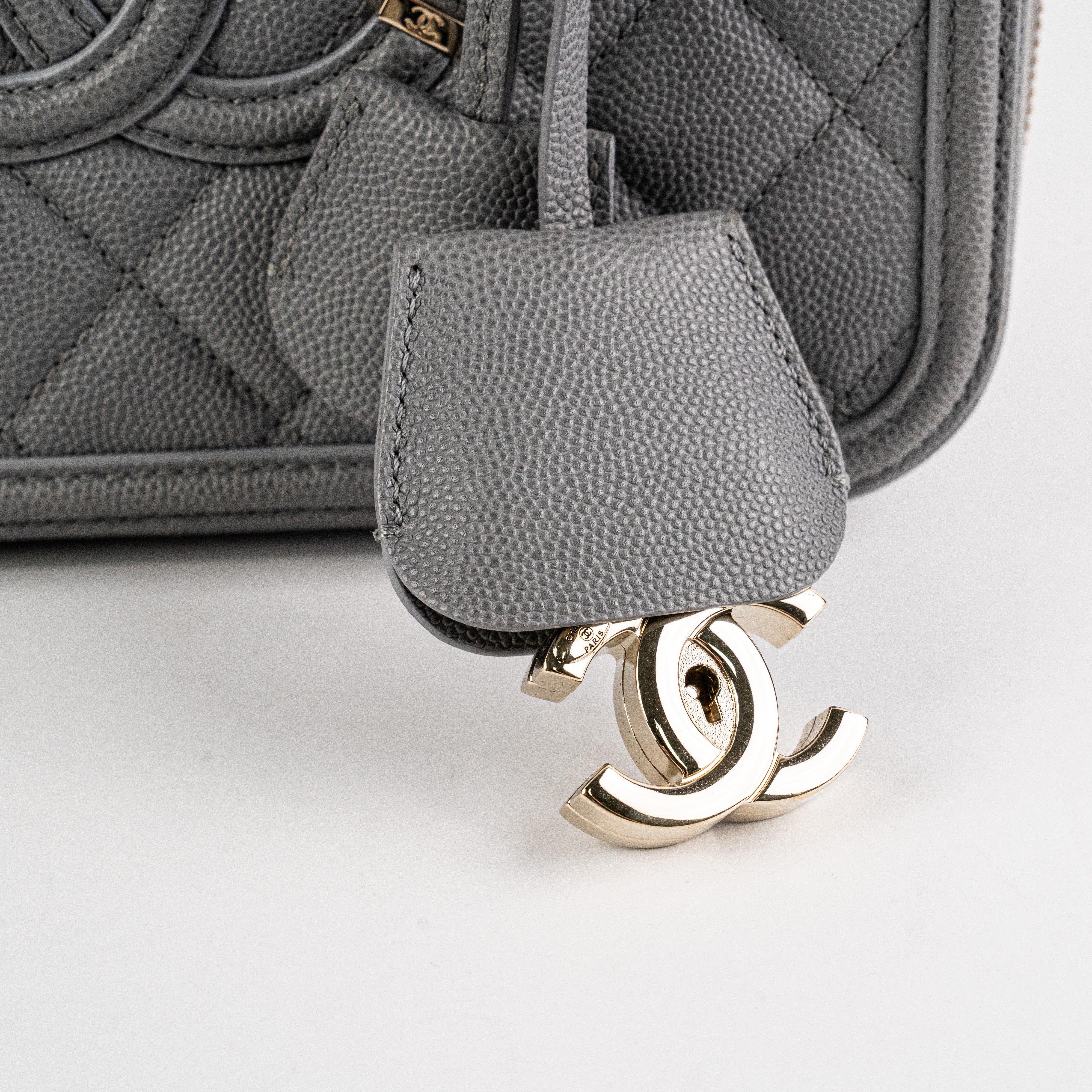 Chanel Medium Filigree Grey Caviar Leather Handbag - Luxury Designer Shoulder Bag for Women | Perfect for Work, Evening Events & Special Occasions