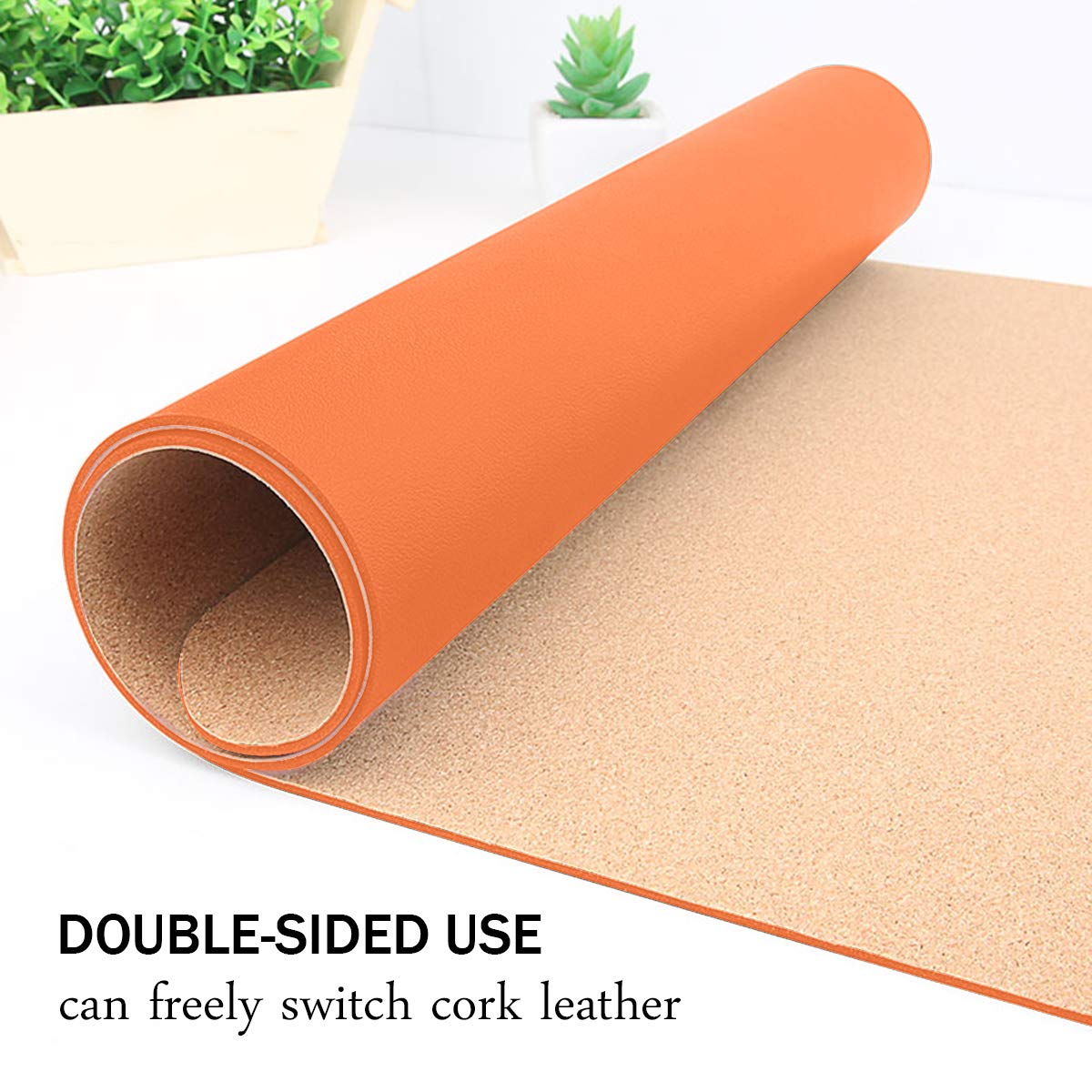 Eco-Friendly Cork & Leather Desk Mat - Waterproof Office Pad for Work & Gaming (Orange, 24x12Inch)