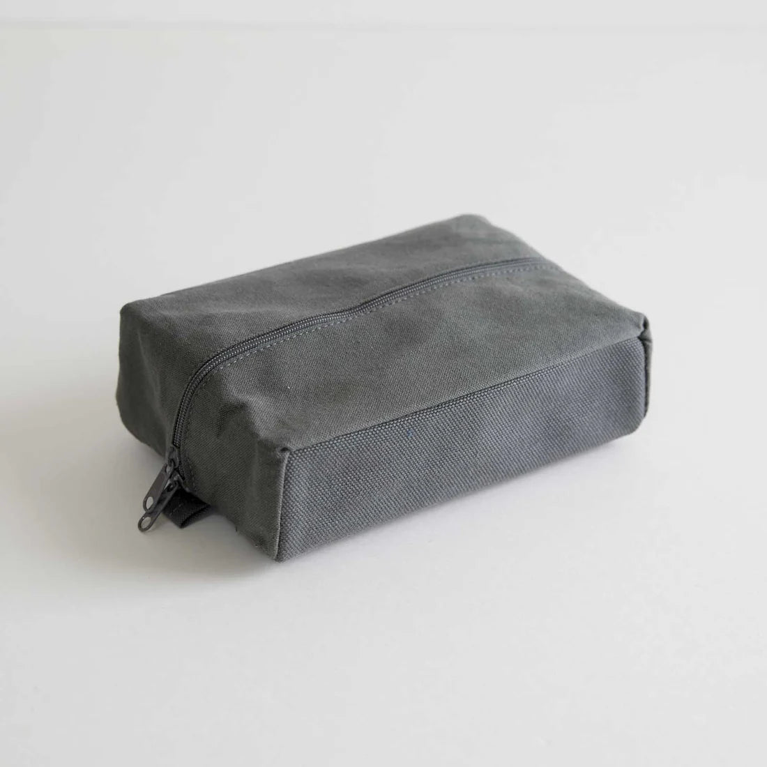 Premium Japanese Kurashiki Hampu Canvas Pouch - Large Size in Bluish Gray | Durable Cotton Storage Bag for Travel, Makeup & Daily Essentials