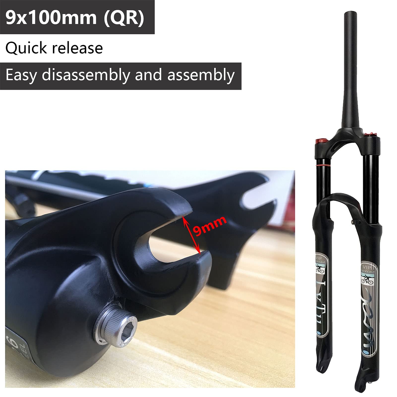 140mm Air Suspension Fork for 26/27.5/29 Inch Mountain Bikes - QR 9mm Straight/Tapered Tube XC/AM Front Fork (Straight Manual Lock, 27.5