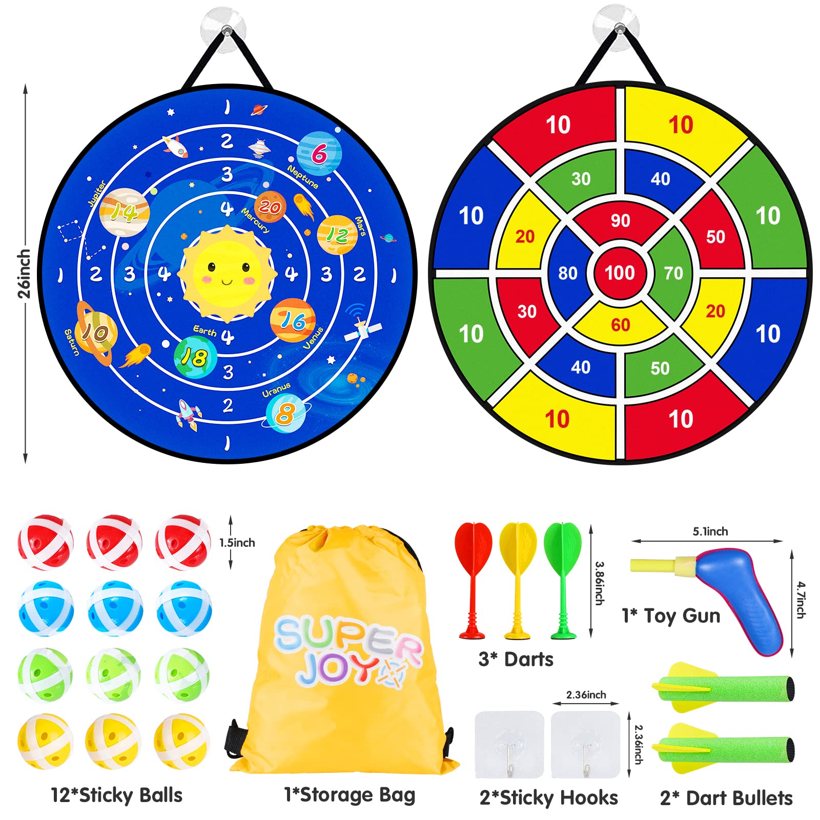 22-Piece Kids Double-Sided Dart Board Set - Safe Indoor/Outdoor Sports Toy for Boys & Girls Ages 5-9 | Fun Birthday Gift for Kids & Adults | Perfect for Parties, Family Game Nights & Backyard Activities