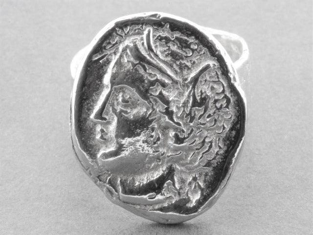 Persephone Coin Ring - Sterling Silver Jewelry for Women, Vintage Greek Mythology Inspired Ring - Perfect for Gifts, Weddings & Everyday Wear