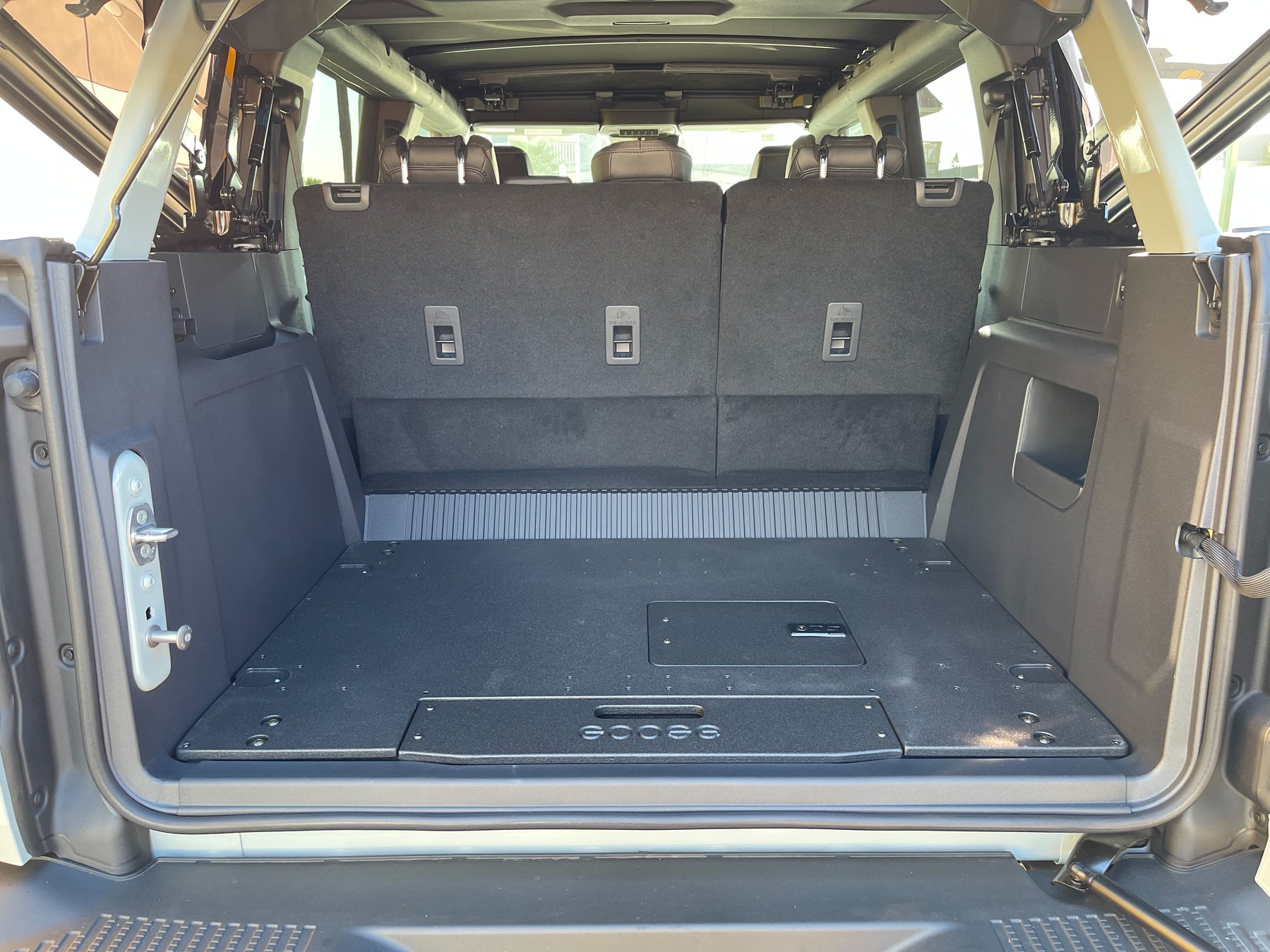2021-2023 Ford Bronco 4-Door Rear Plate System by Goose Gear - Durable Cargo Organizer for Camping & Off-Road Adventures