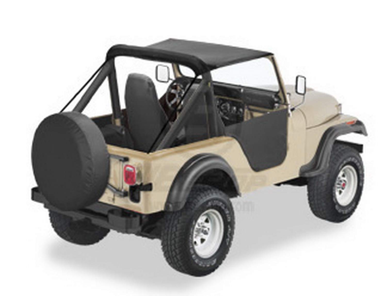 Bestop 52507-01 Black Crush Traditional Bikini Top for Jeep CJ-5 (1976-1983) - Soft Top Replacement & Summer Off-Roading Accessory