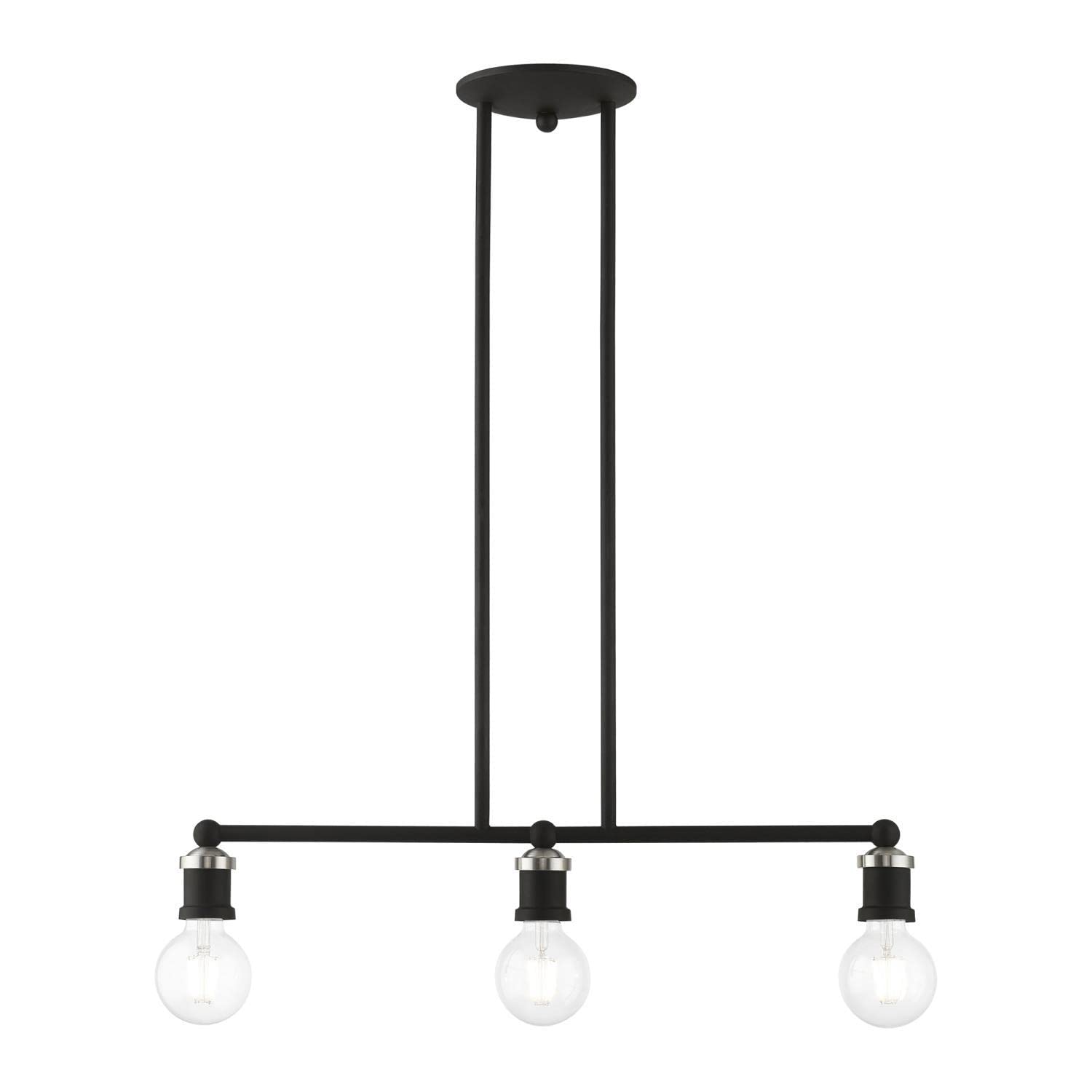 Livex Lighting 47163-04 Lansdale Island Light Fixture - Black with Brushed Nickel Accents - Perfect for Kitchen Island, Dining Room or Bar Counter Lighting
