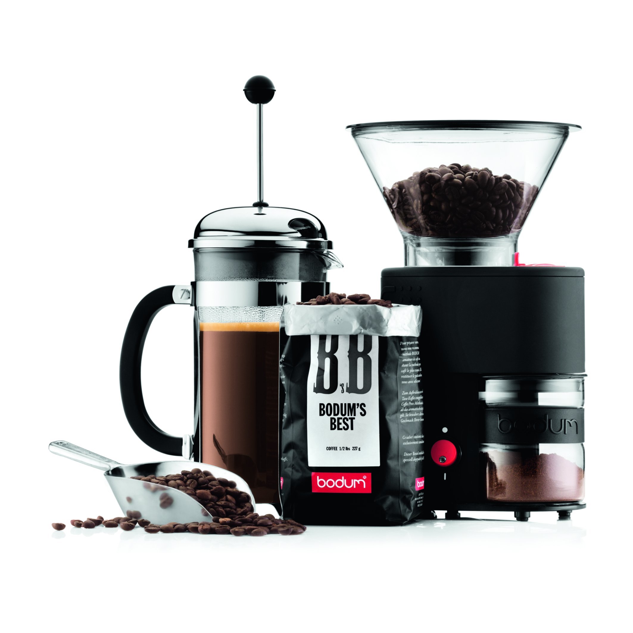 Bodum Bistro Electric Burr Coffee Grinder - Black | Brazil French Press Coffee & Tea Maker - 34 oz | Perfect for Home Brewing & Office Use