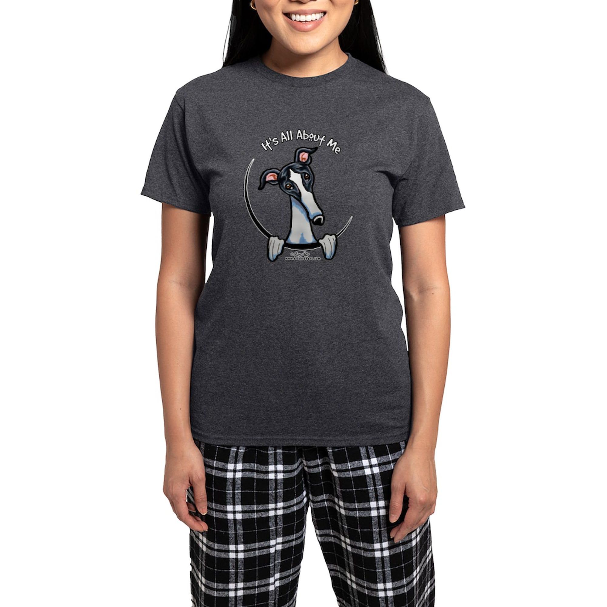 White Black Greyhound IAAM Women's Charcoal Pajama Set - Soft & Comfortable Sleepwear for Women - Perfect for Lounging, Sleepovers & Cozy Nights at Home