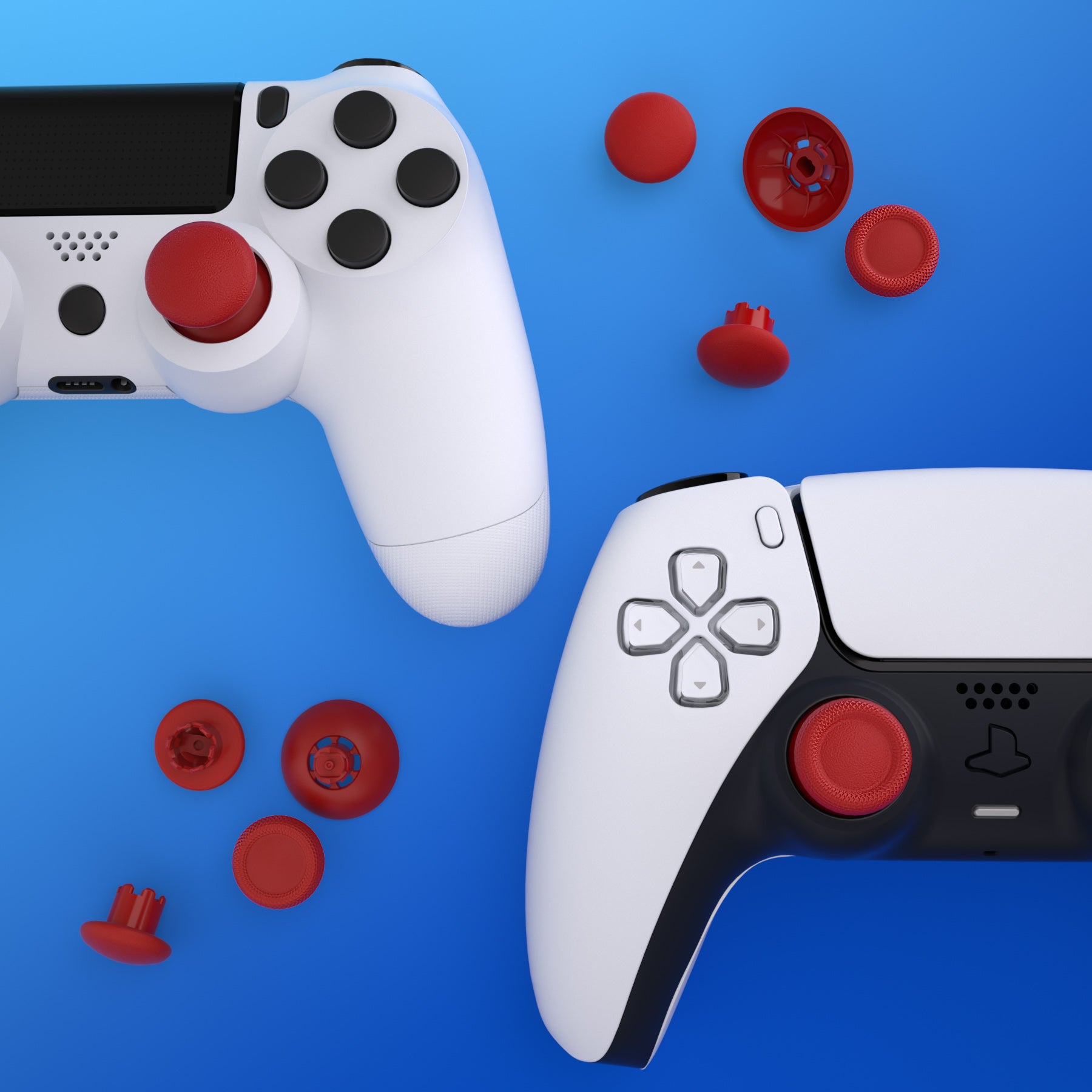 eXtremeRate EDGE Swappable Thumbsticks for PS5 Controller - Carmine Red Replacement Analog Joysticks Compatible with PS5 & PS4 Controllers (P5J205) | Perfect for Gaming, Customization & Controller Repair